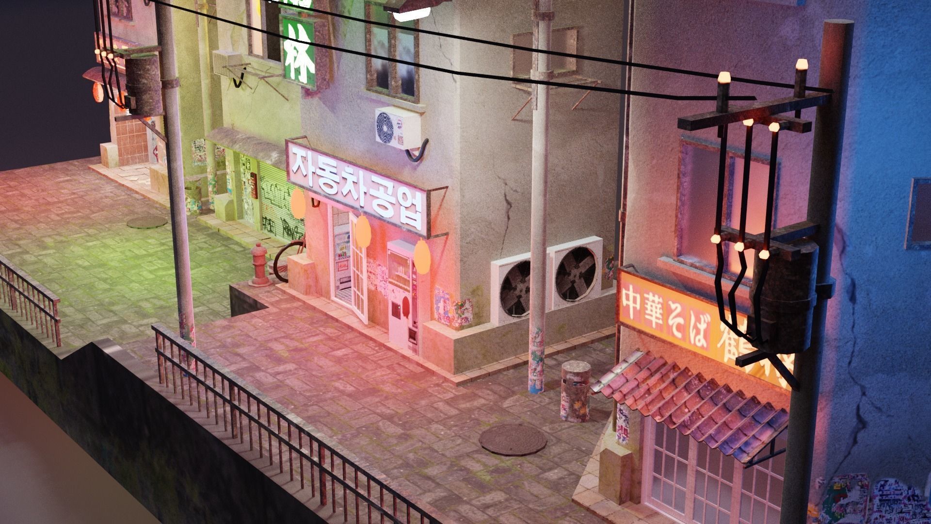 Cyberpunk Buildings Pack And Scene Low-poly 3D model_2