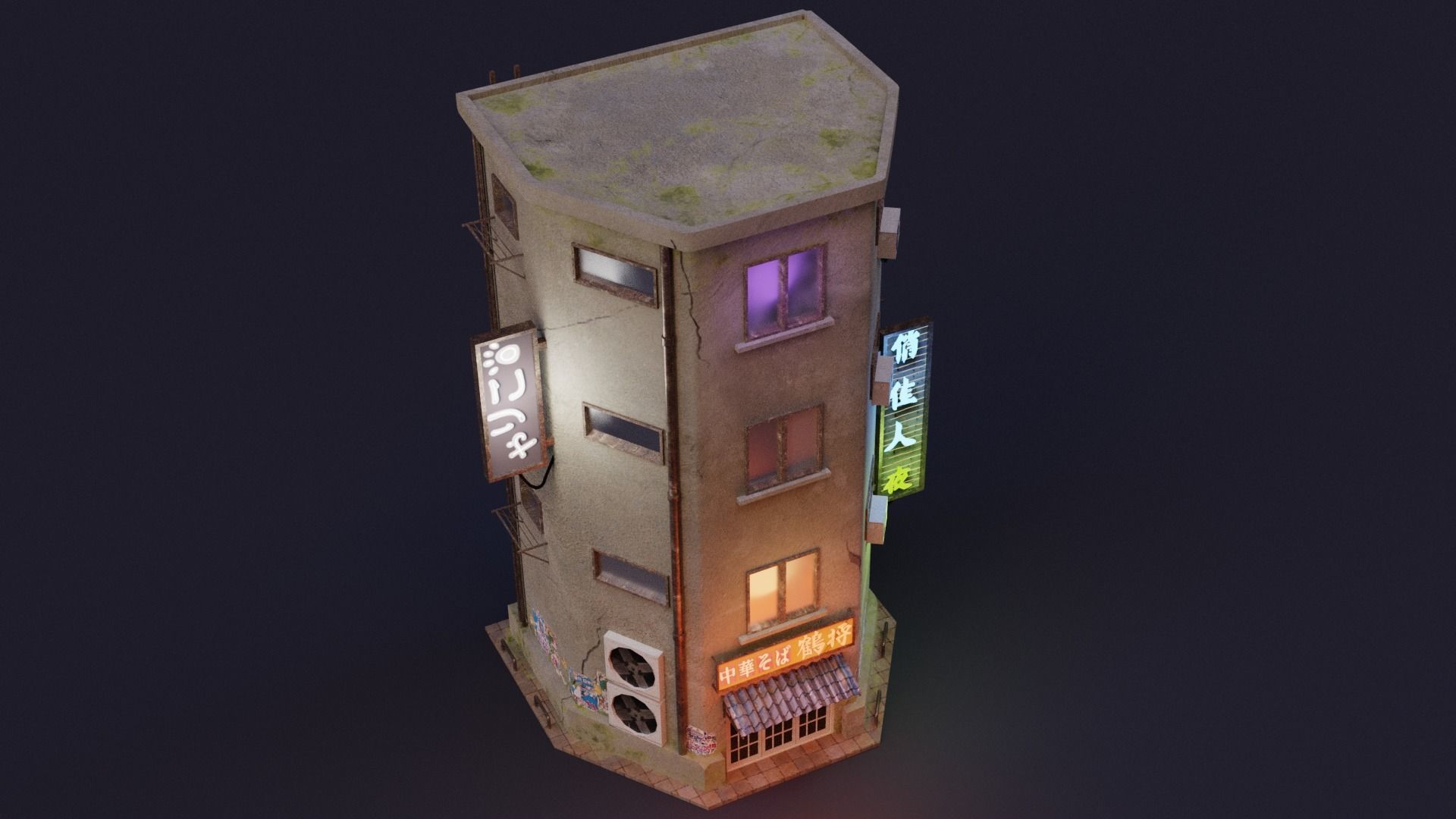 Cyberpunk Buildings Pack And Scene Low-poly 3D model_14
