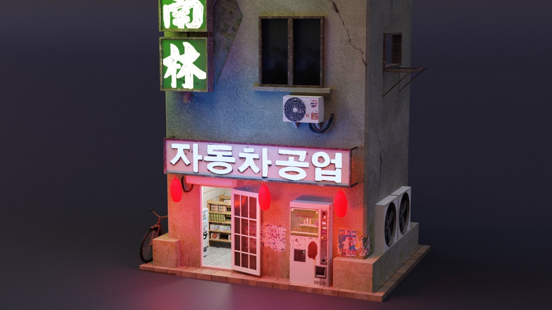 Cyberpunk Buildings Pack And Scene Low-poly 3D model_7