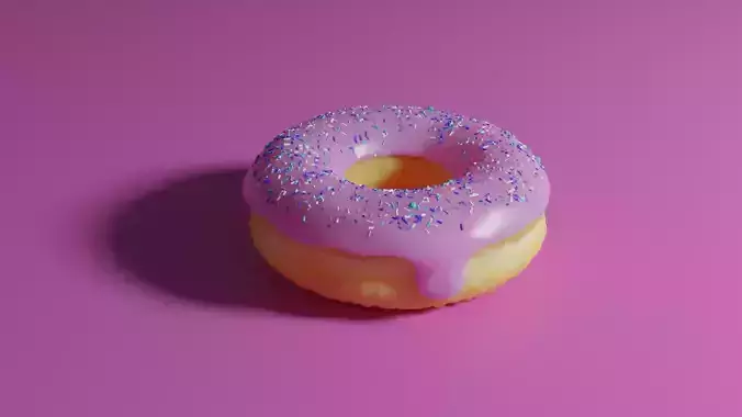 Donut with pink topping and sprinkles