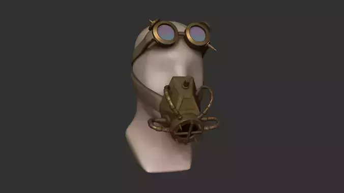 Steampunk Gas Mask - SciFi Character Design - Goggles Low-poly 3D model