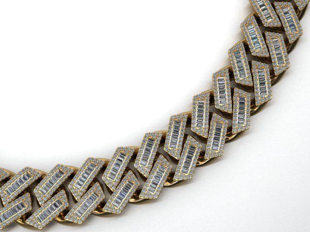 21 MM BAGUETTE CUBAN LINK CHAIN FOR NECKLACE 3D print model_2