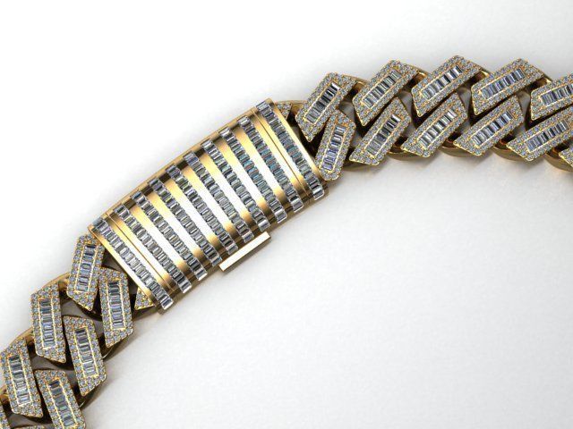21 MM BAGUETTE CUBAN LINK CHAIN FOR NECKLACE 3D print model_3