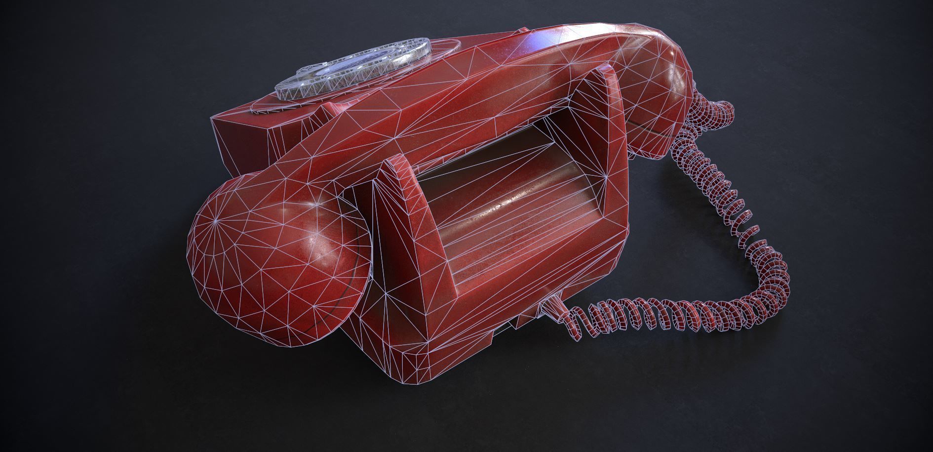 Vintage Telephone Rotary Low-poly 3D model_10