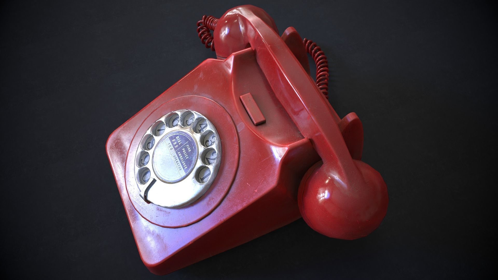 Vintage Telephone Rotary Low-poly 3D model_2