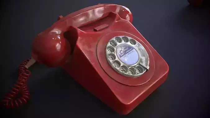 Vintage Telephone Rotary Low-poly 3D model
