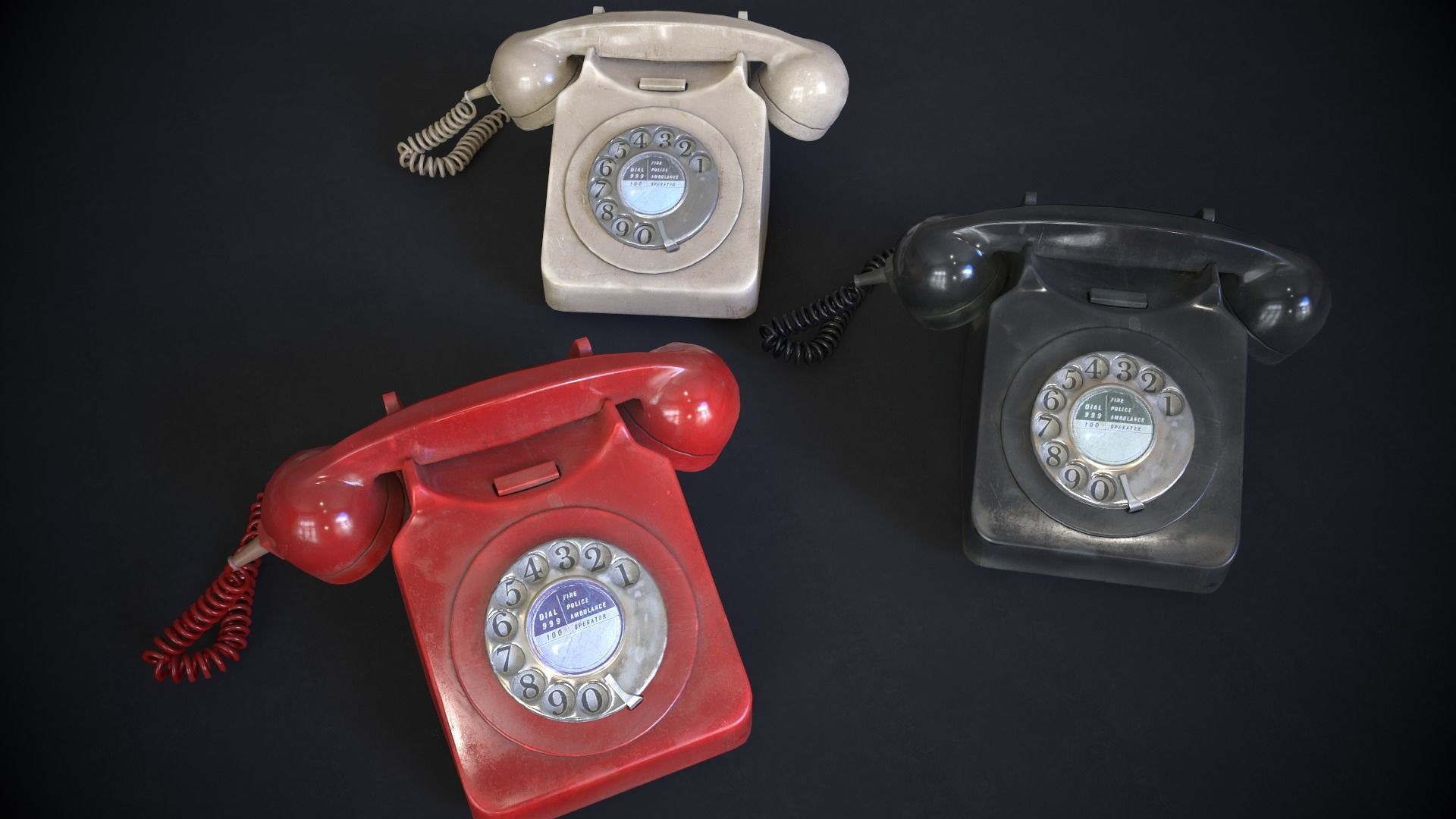 Vintage Telephone Rotary Low-poly 3D model_8