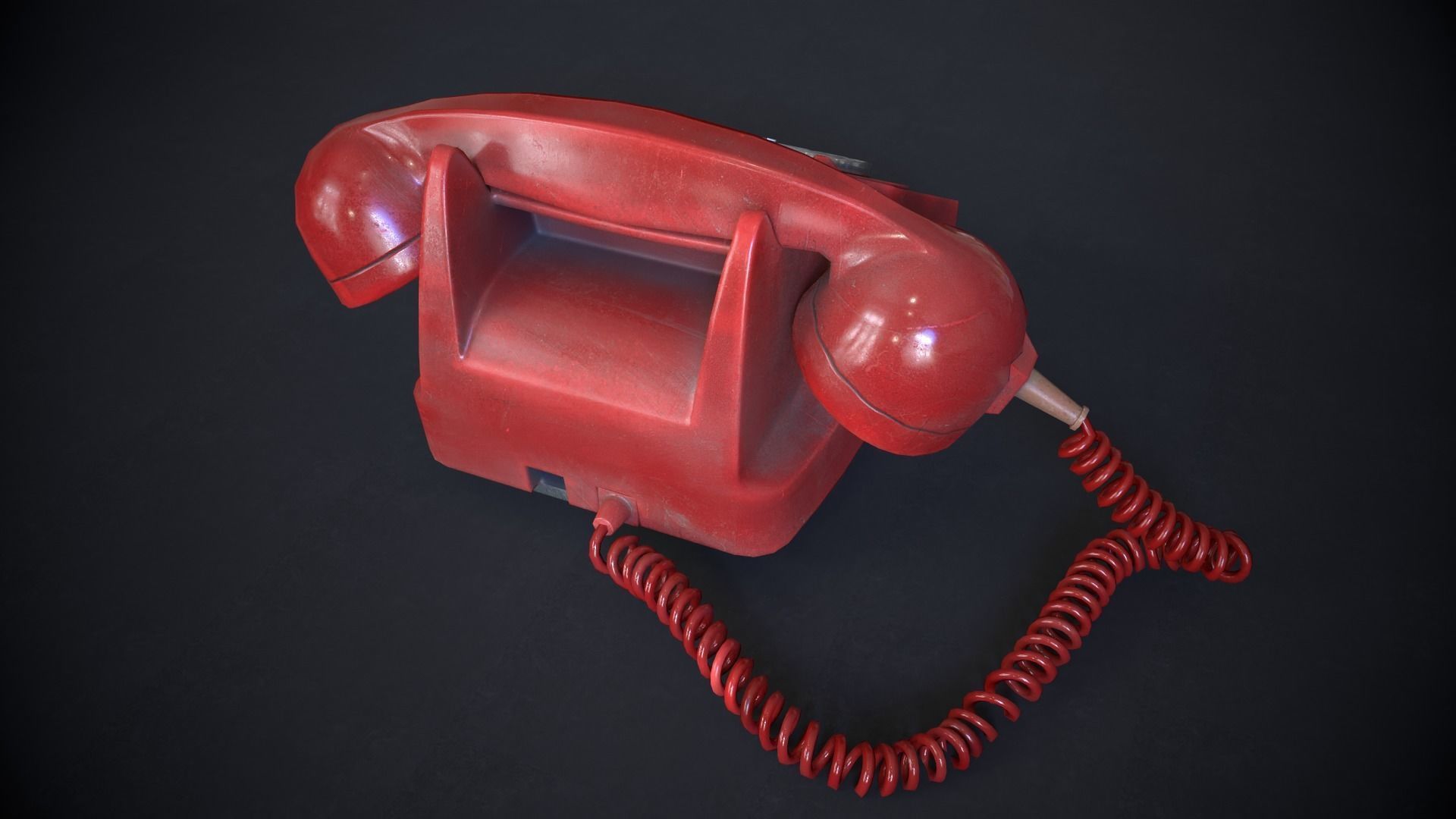Vintage Telephone Rotary Low-poly 3D model_5