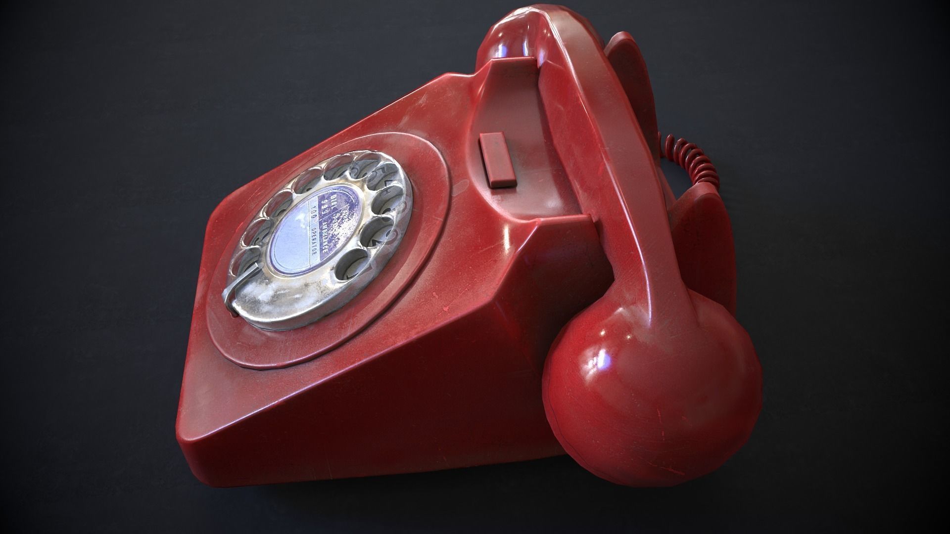 Vintage Telephone Rotary Low-poly 3D model_4