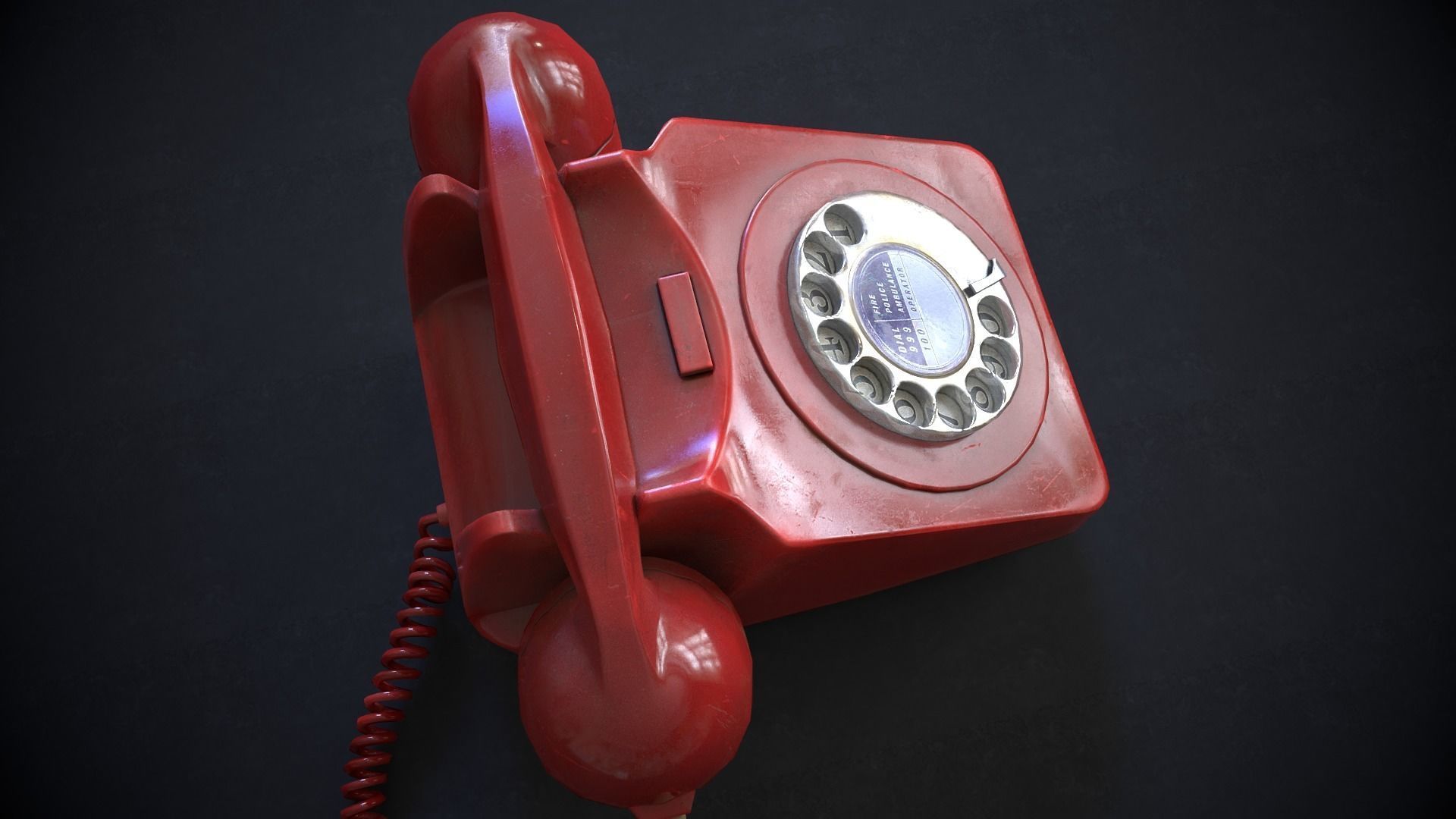 Vintage Telephone Rotary Low-poly 3D model_3