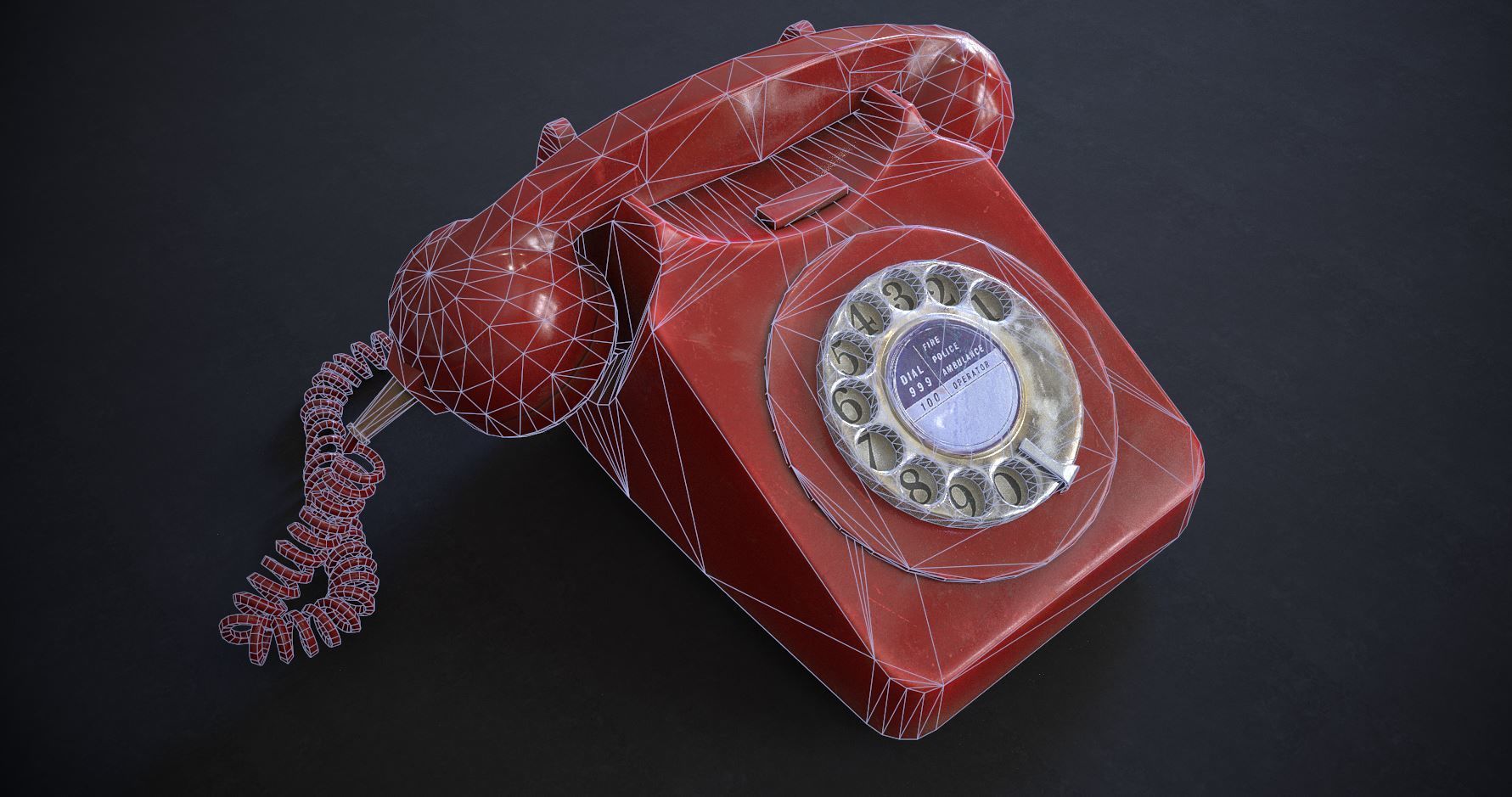 Vintage Telephone Rotary Low-poly 3D model_9