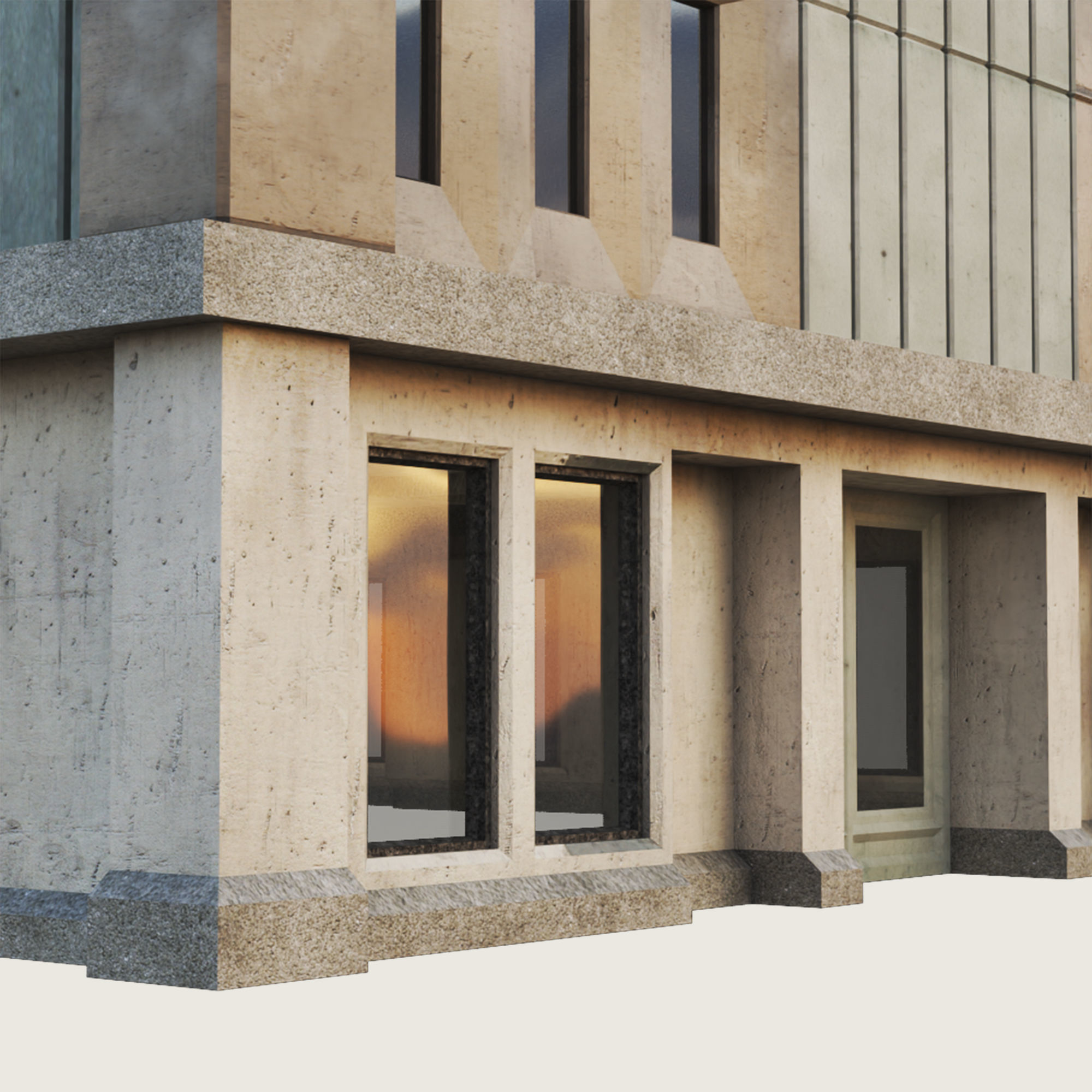 Building Skyscraper City Town Downtown Office Space Work Street Low-poly 3D model_6