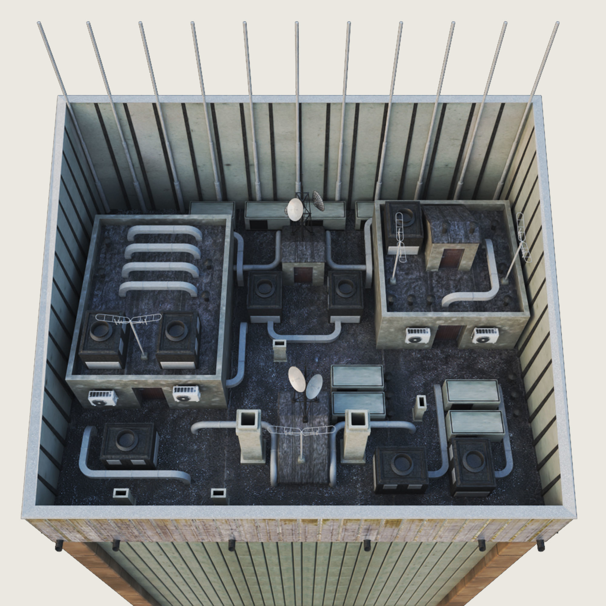 Building Skyscraper City Town Downtown Office Space Work Street Low-poly 3D model_3