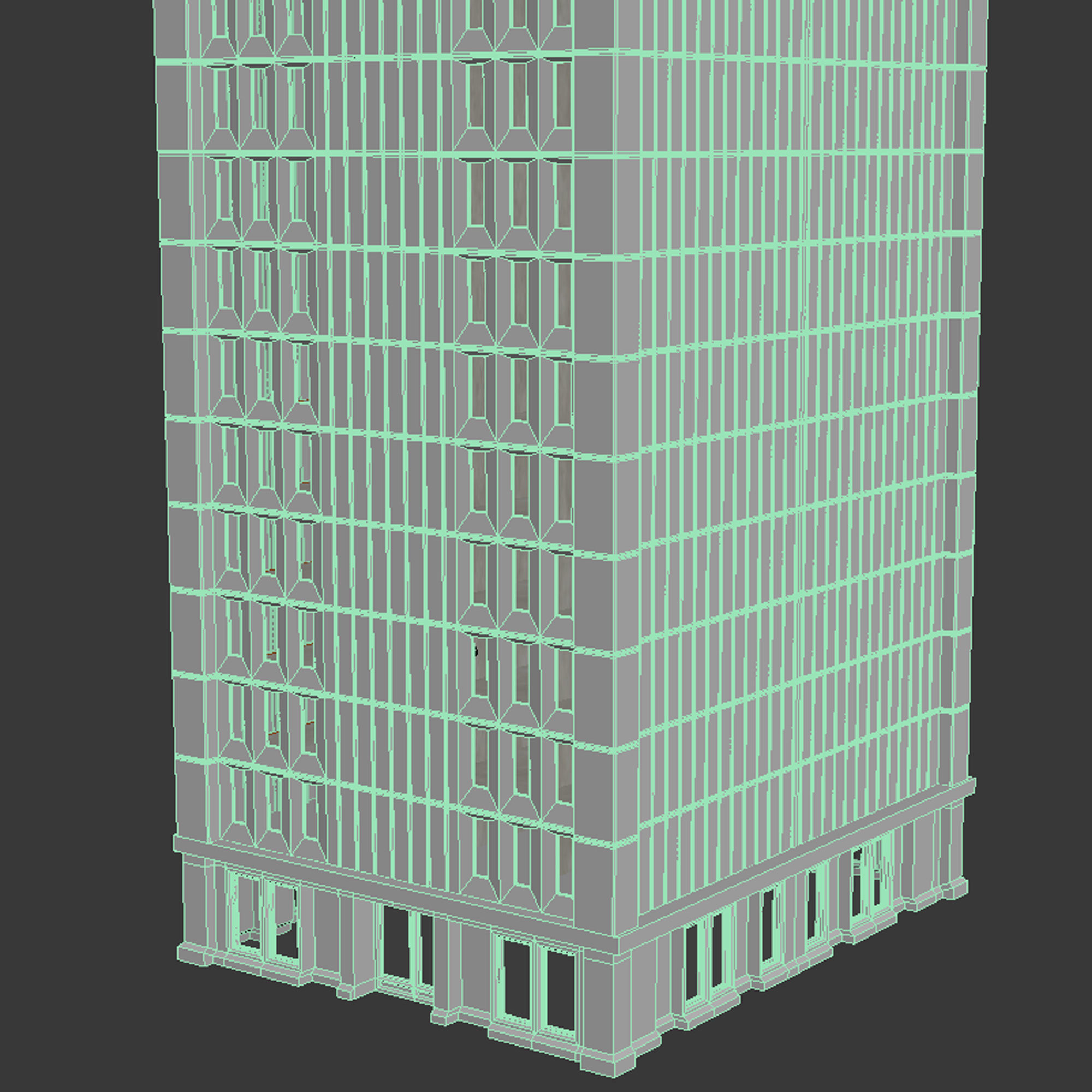 Building Skyscraper City Town Downtown Office Space Work Street Low-poly 3D model_8