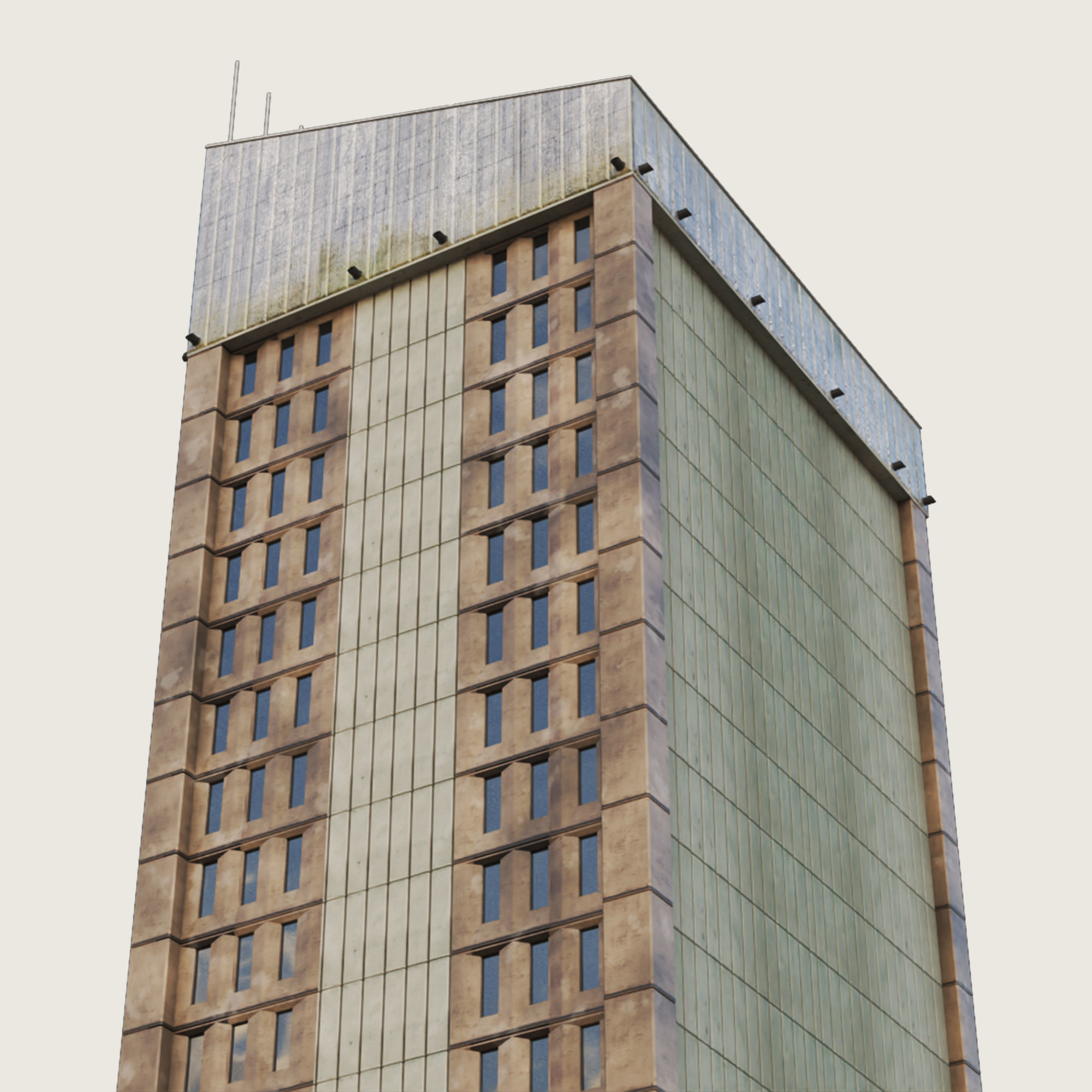 Building Skyscraper City Town Downtown Office Space Work Street Low-poly 3D model_4