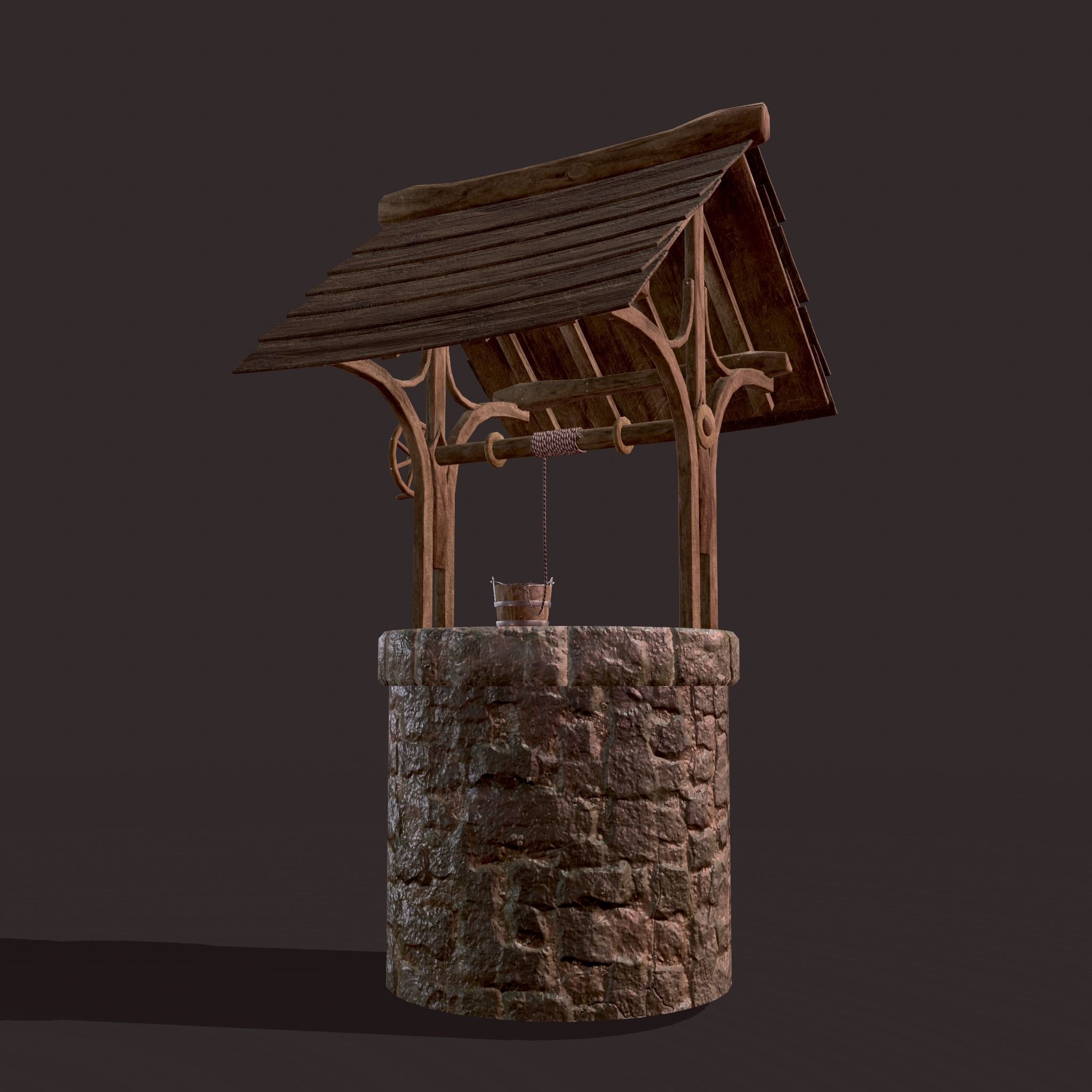 Medieval Style Well  Free low-poly 3D model_13