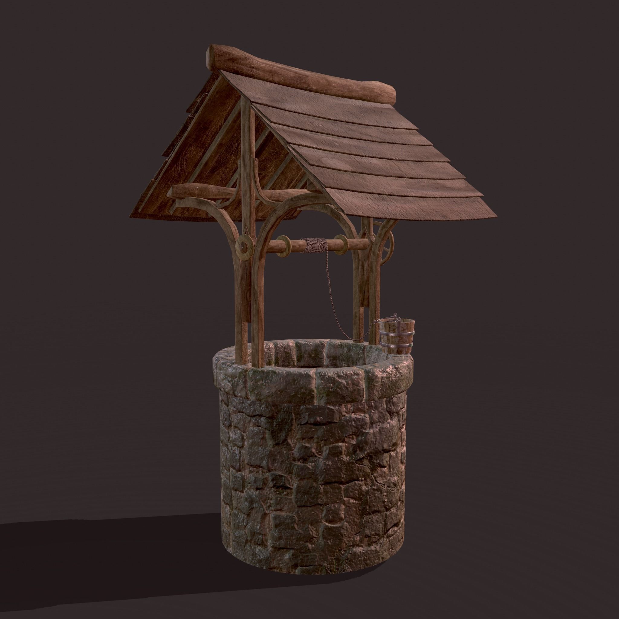 Medieval Style Well  Free low-poly 3D model_6