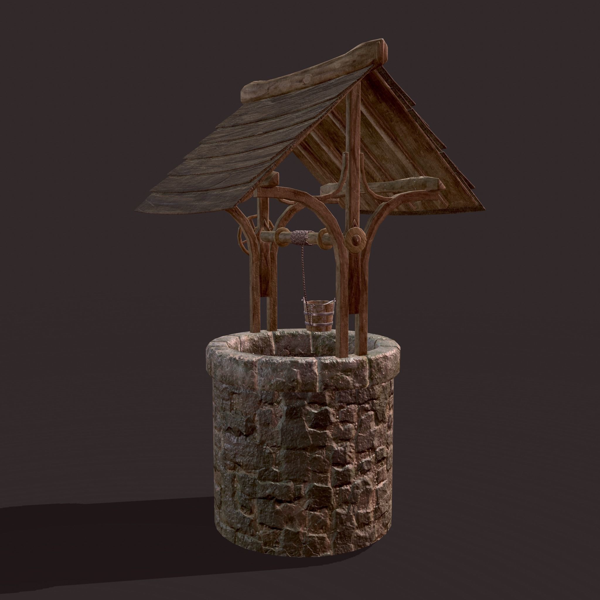 Medieval Style Well  Free low-poly 3D model_7