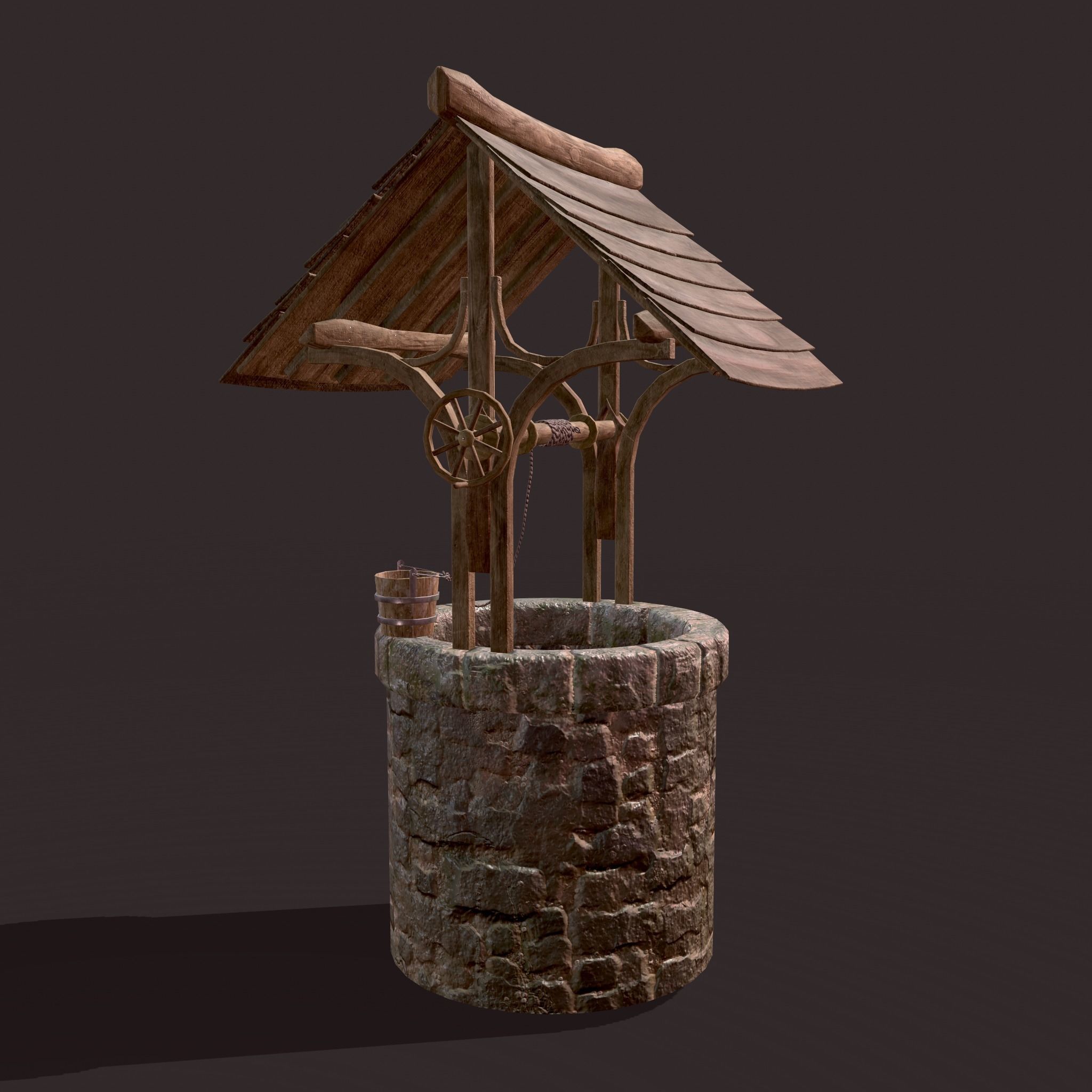 Medieval Style Well  Free low-poly 3D model_3