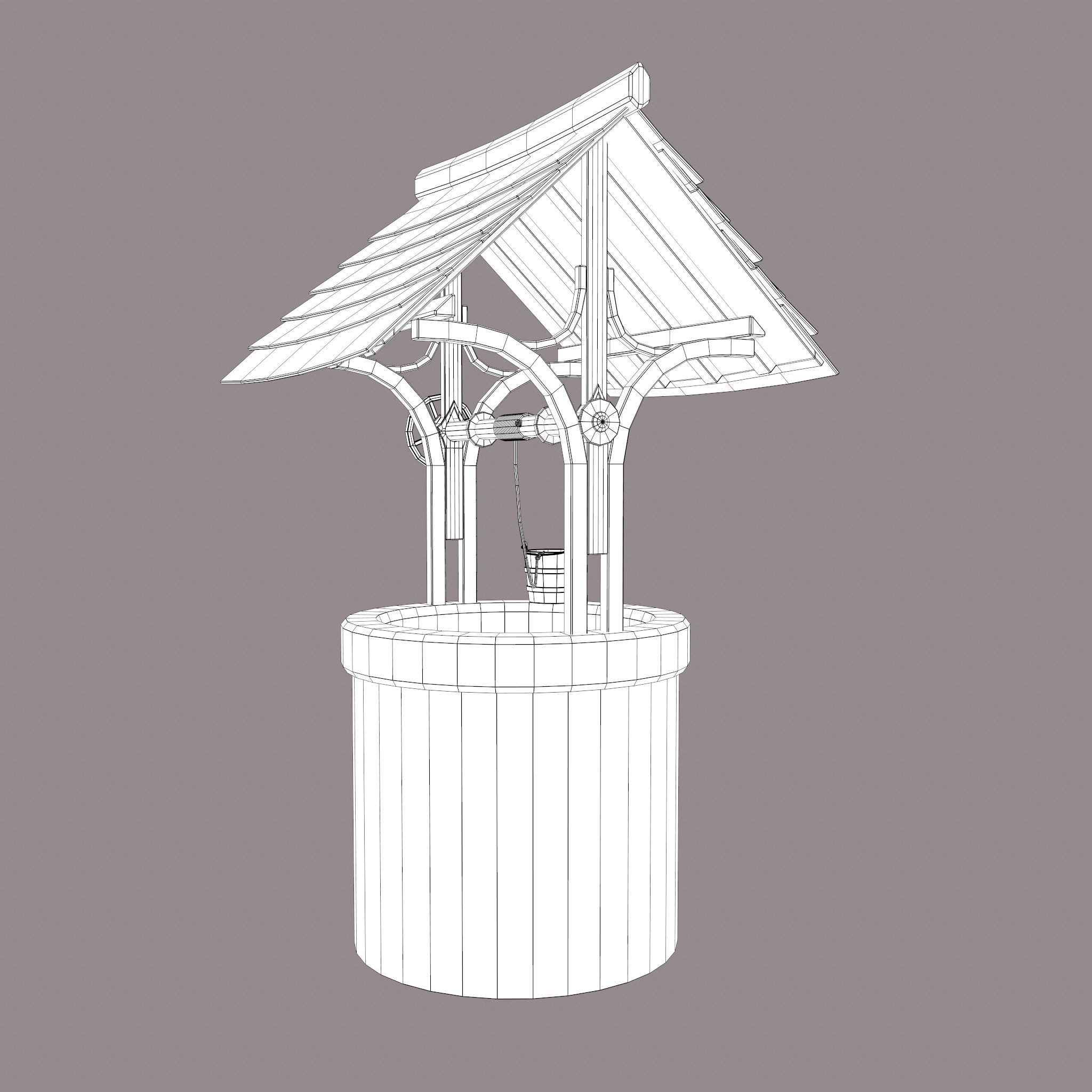 Medieval Style Well  Free low-poly 3D model_26