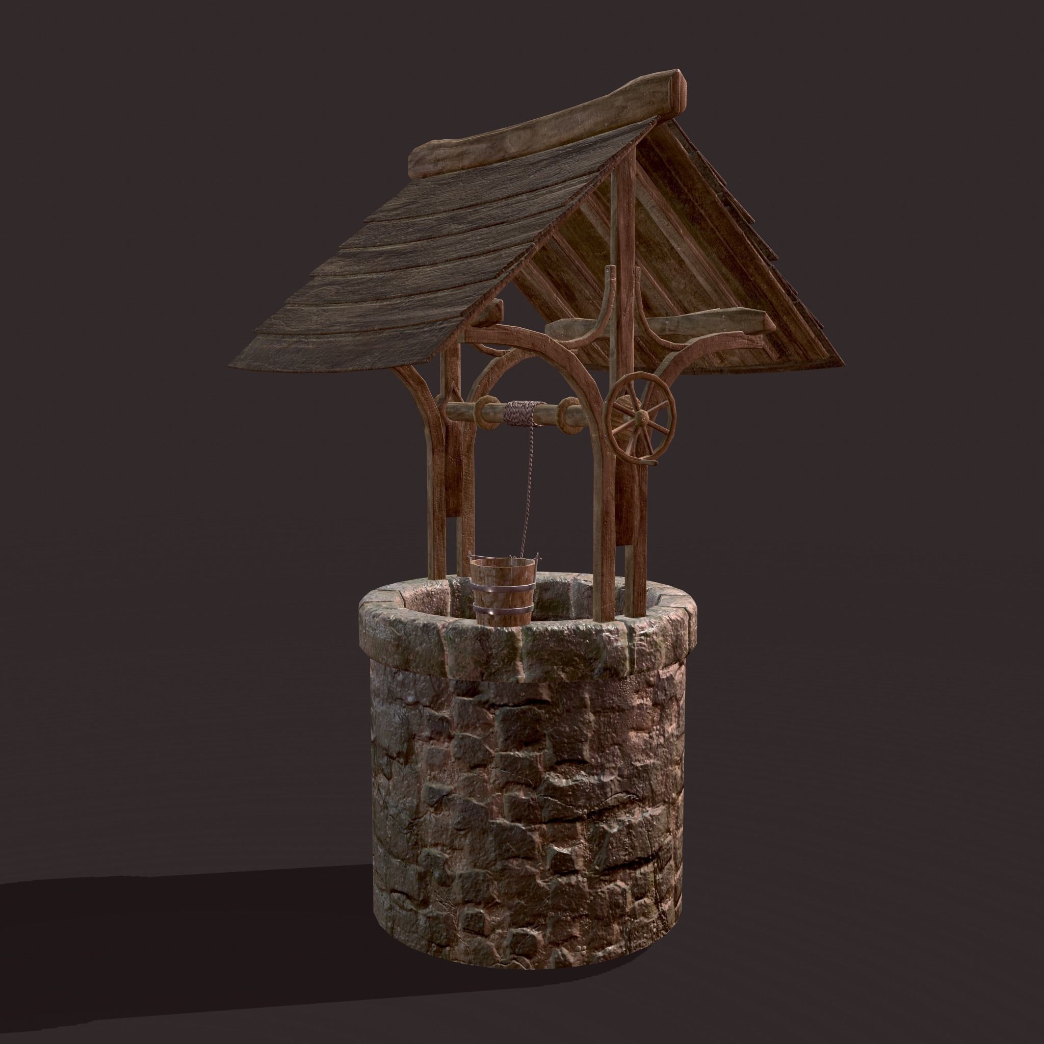 Medieval Style Well  Free low-poly 3D model_4