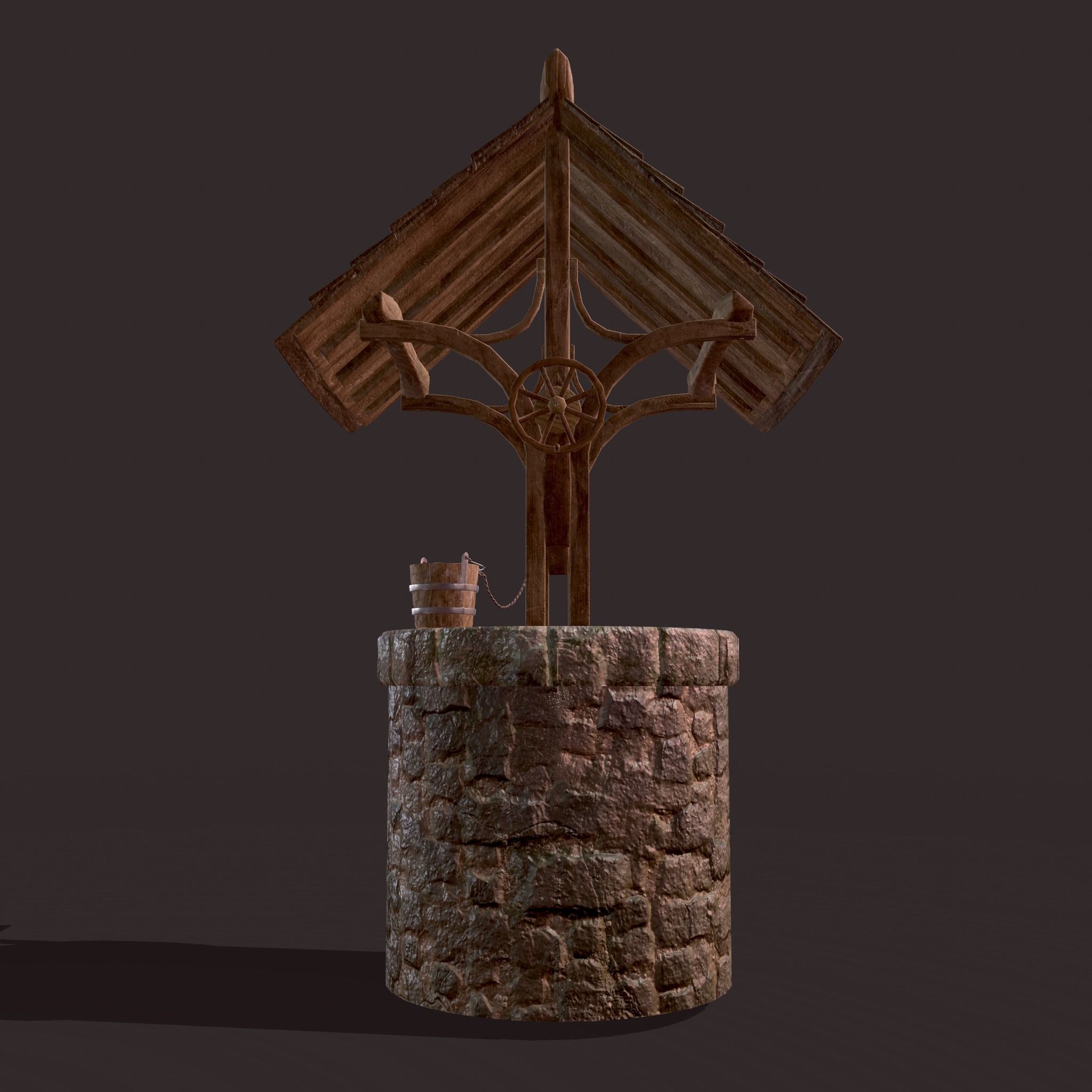 Medieval Style Well  Free low-poly 3D model_12