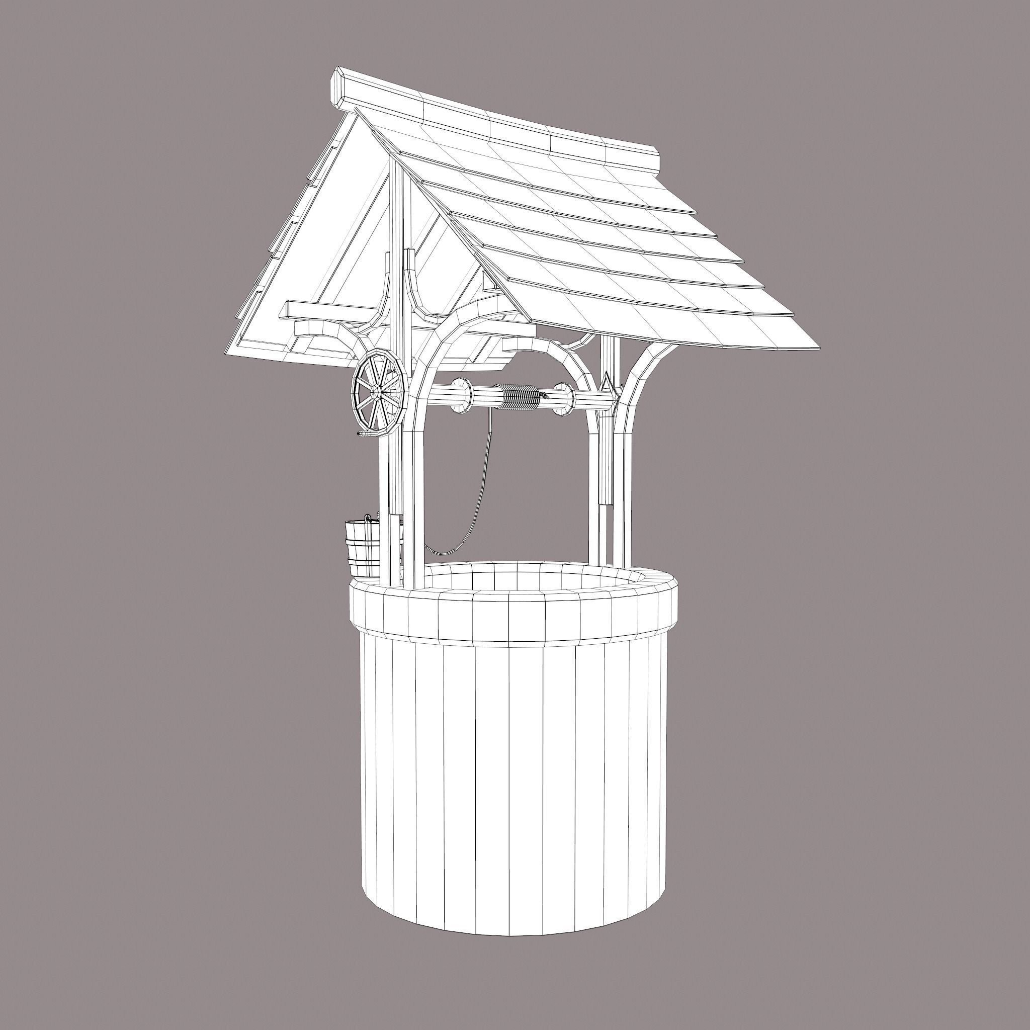 Medieval Style Well  Free low-poly 3D model_25