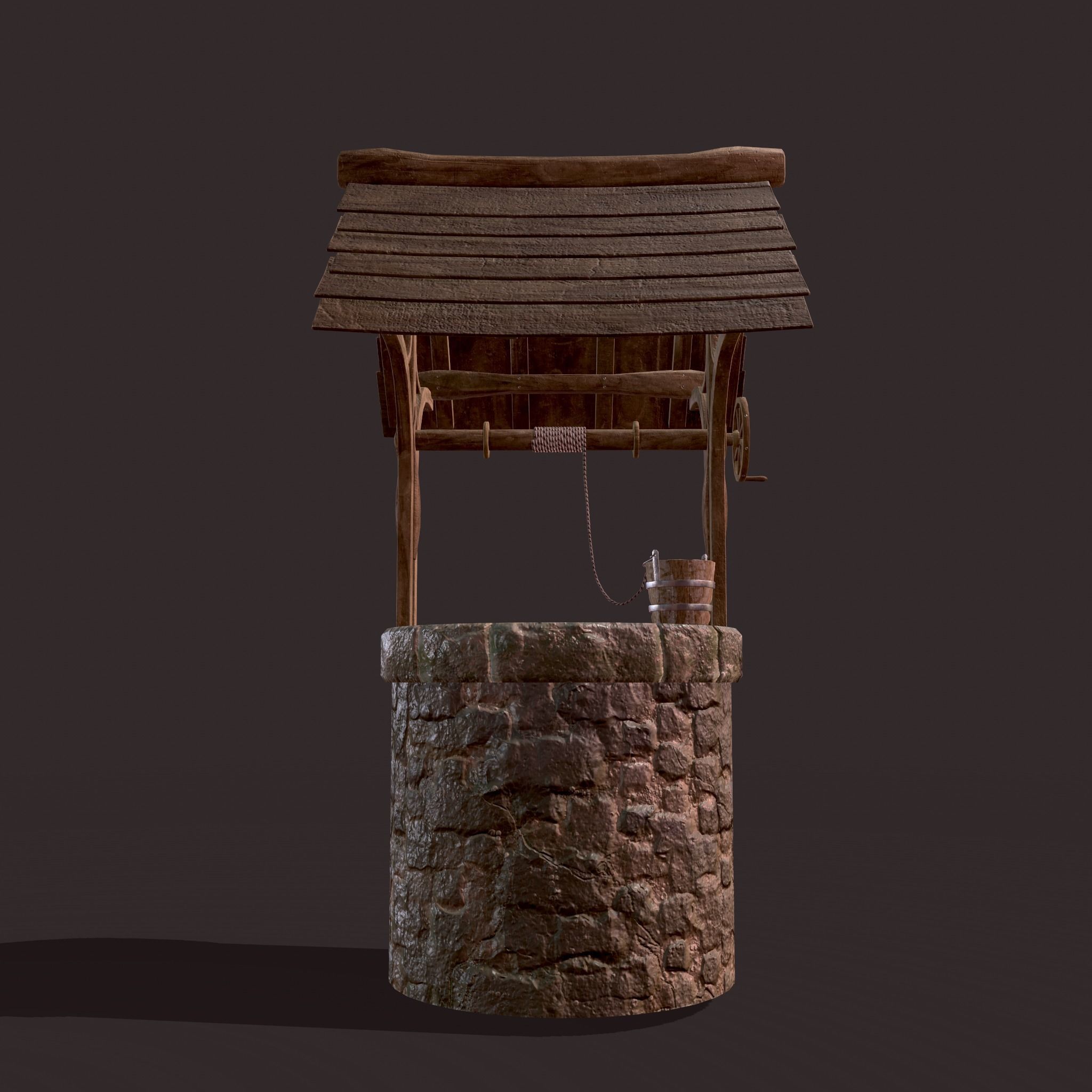 Medieval Style Well  Free low-poly 3D model_11