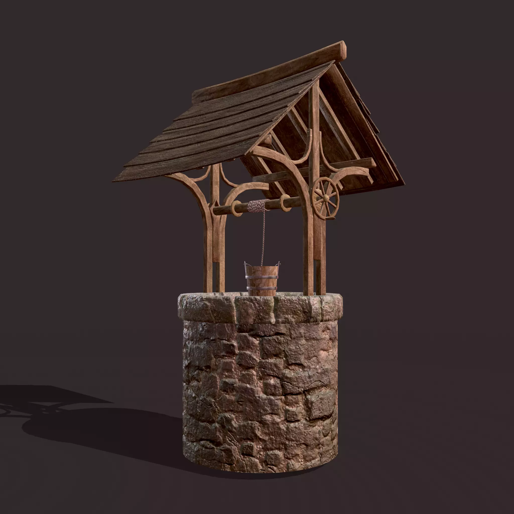 Medieval Style Well  Free low-poly 3D model_0
