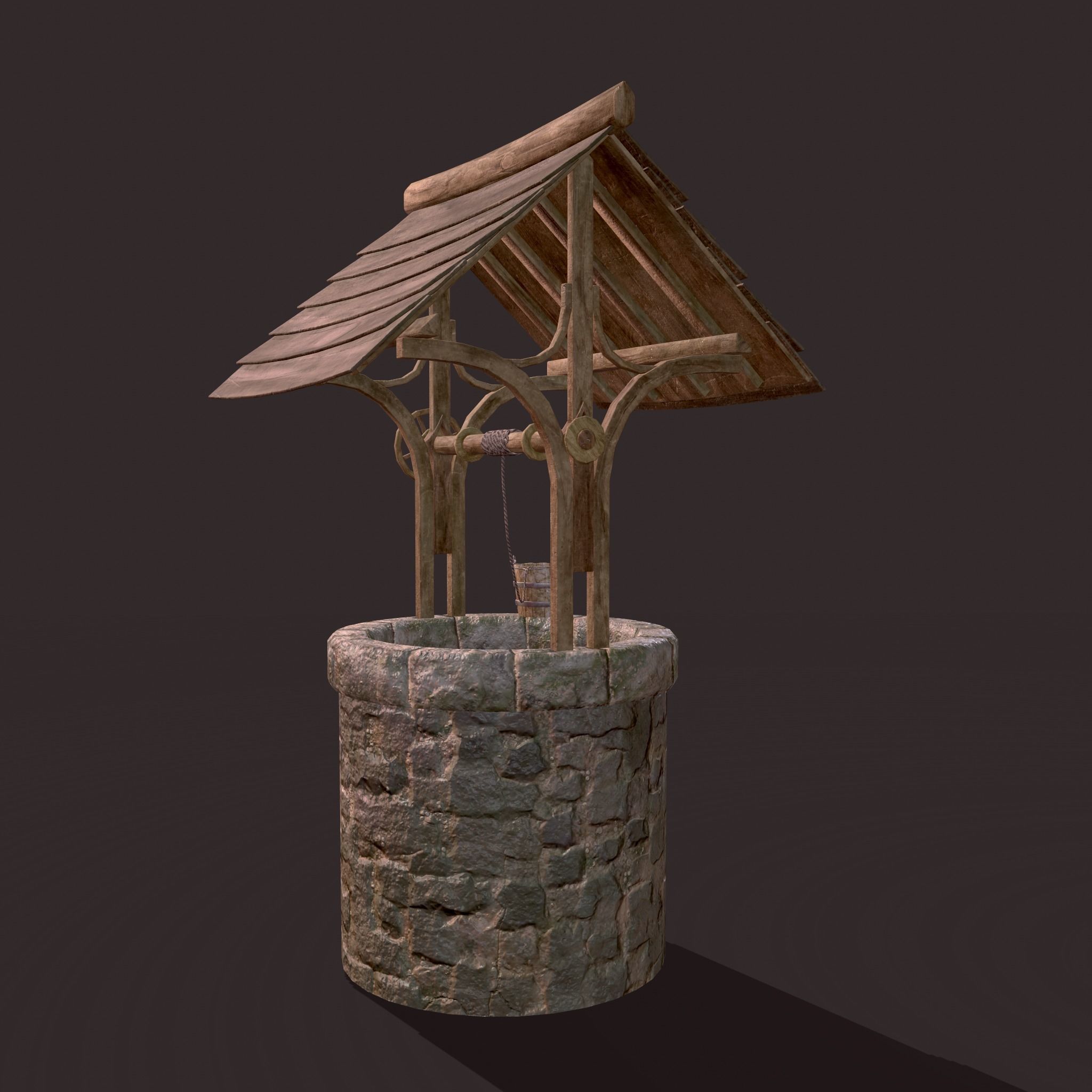 Medieval Style Well  Free low-poly 3D model_22