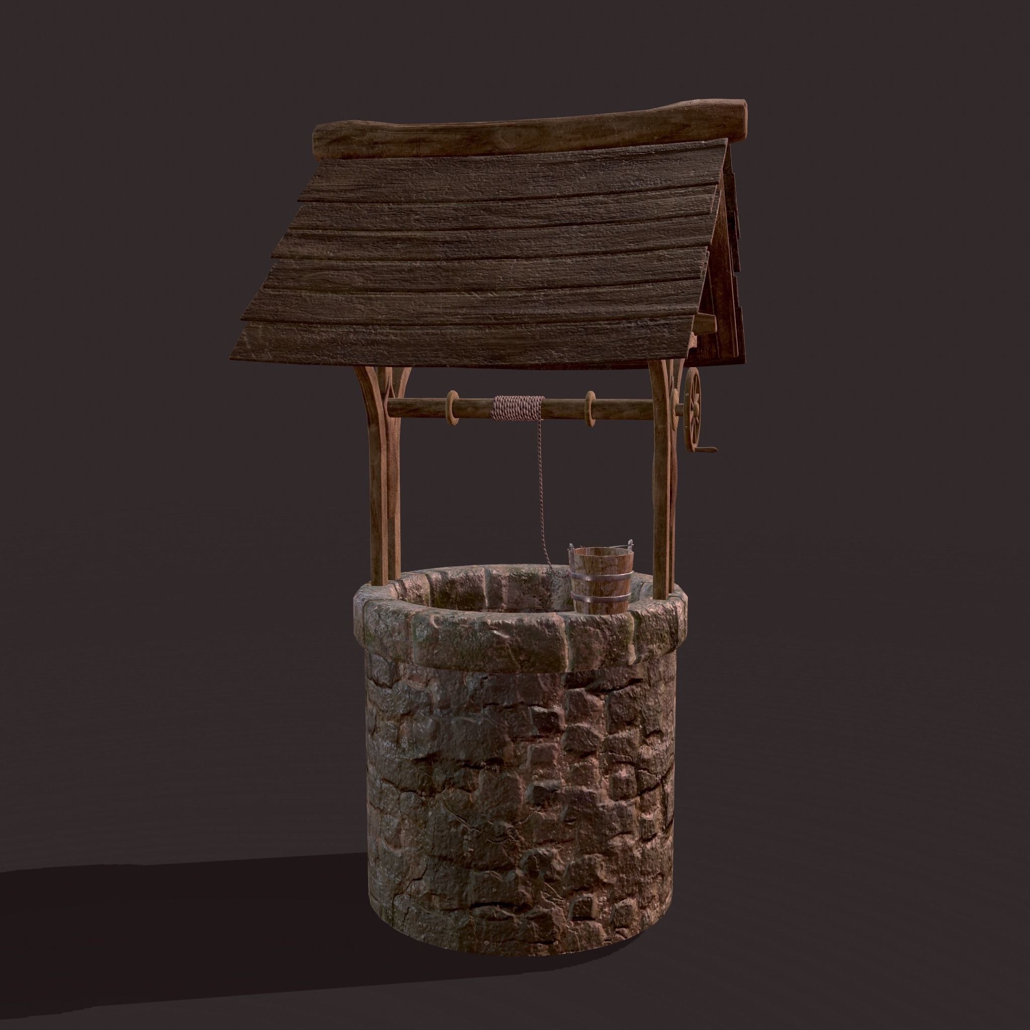 Medieval Style Well  Free low-poly 3D model_5
