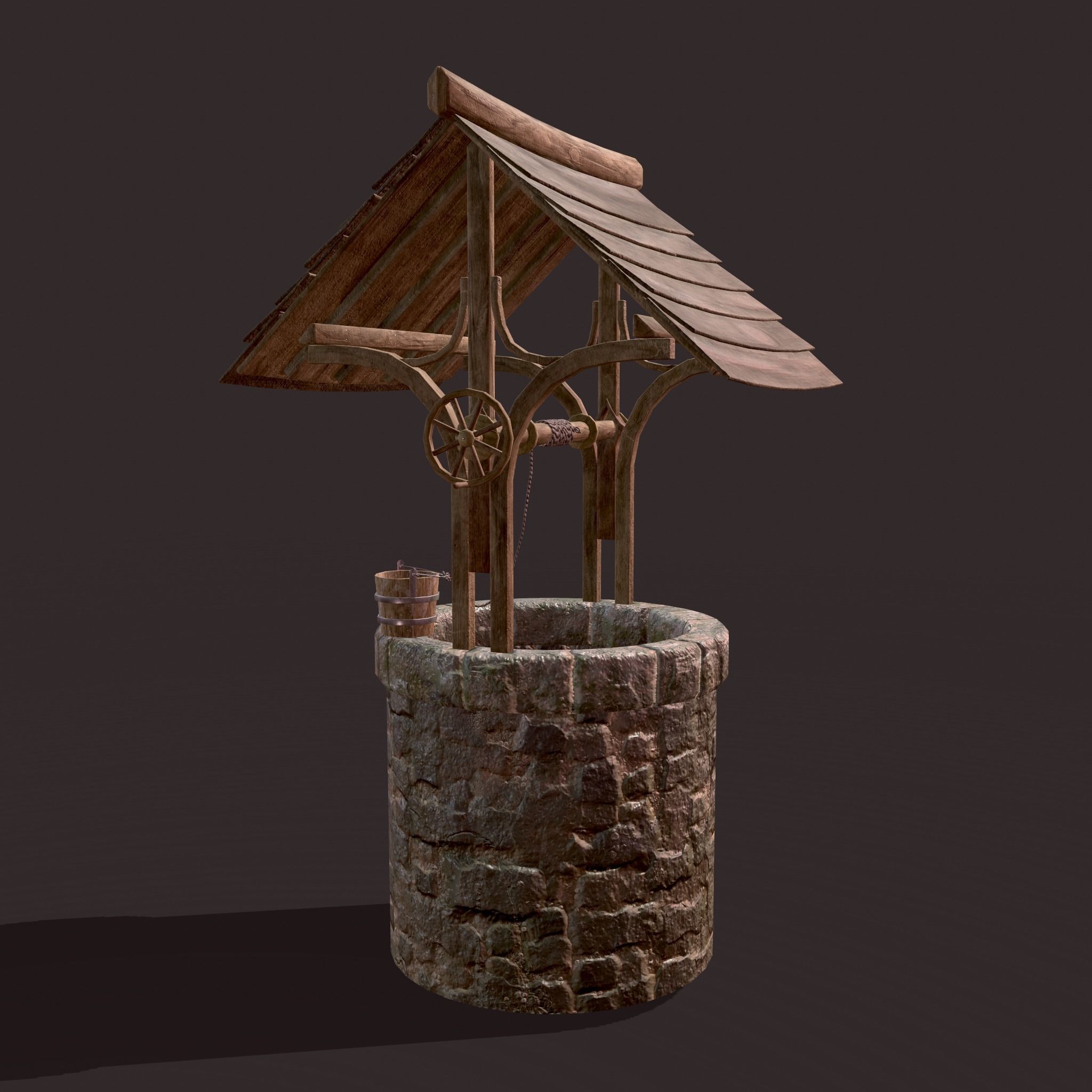Medieval Style Well  Free low-poly 3D model_2