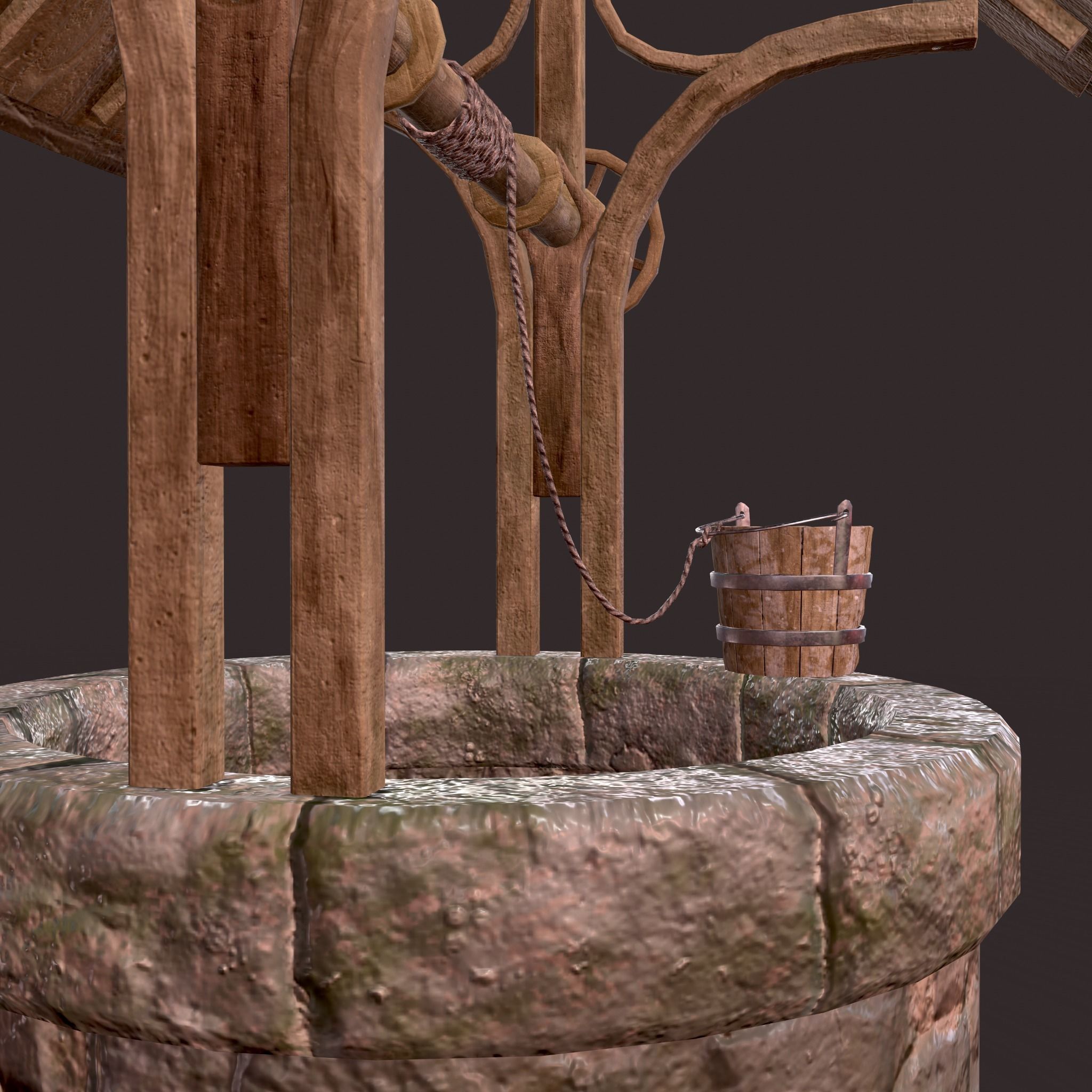 Medieval Style Well  Free low-poly 3D model_18