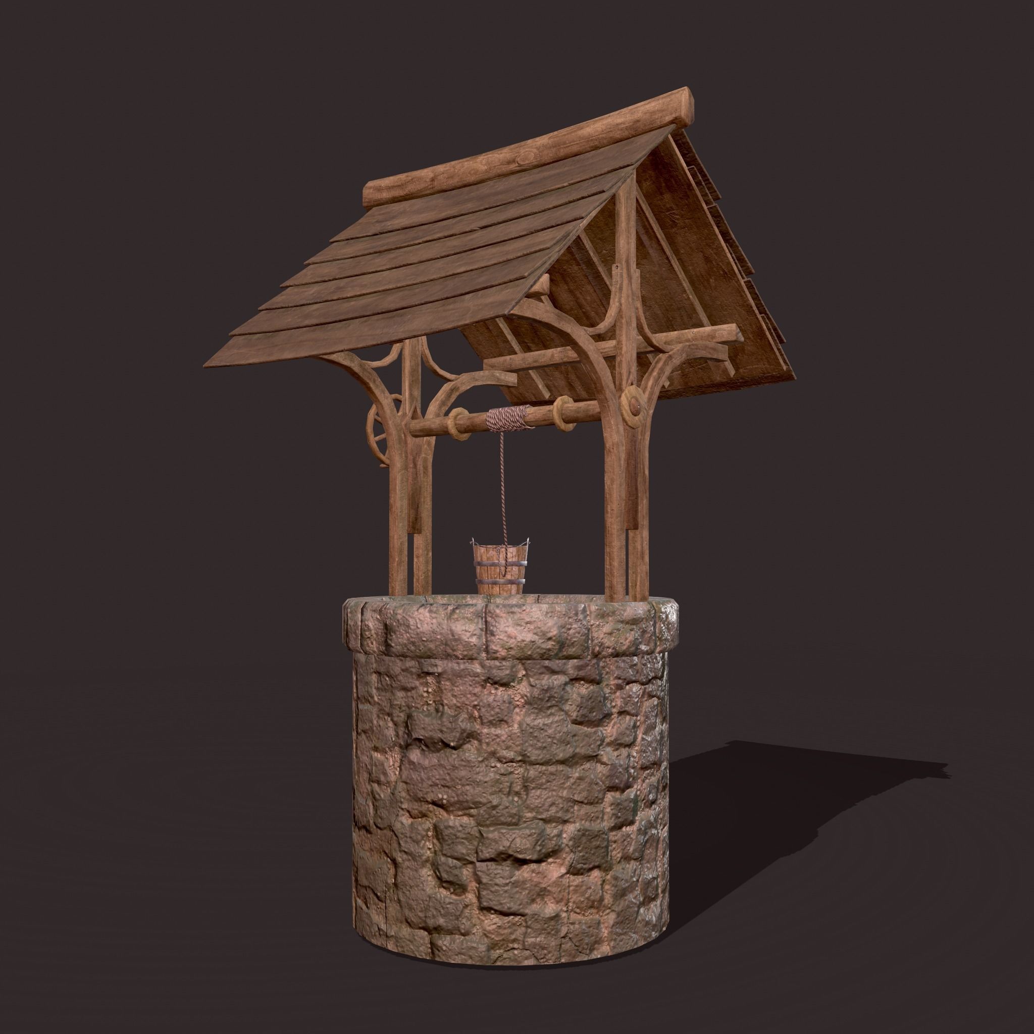 Medieval Style Well  Free low-poly 3D model_21