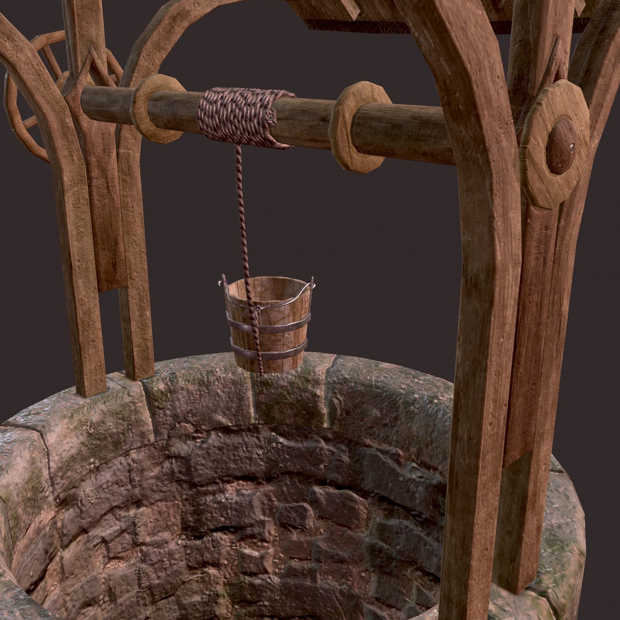 Medieval Style Well  Free low-poly 3D model_17