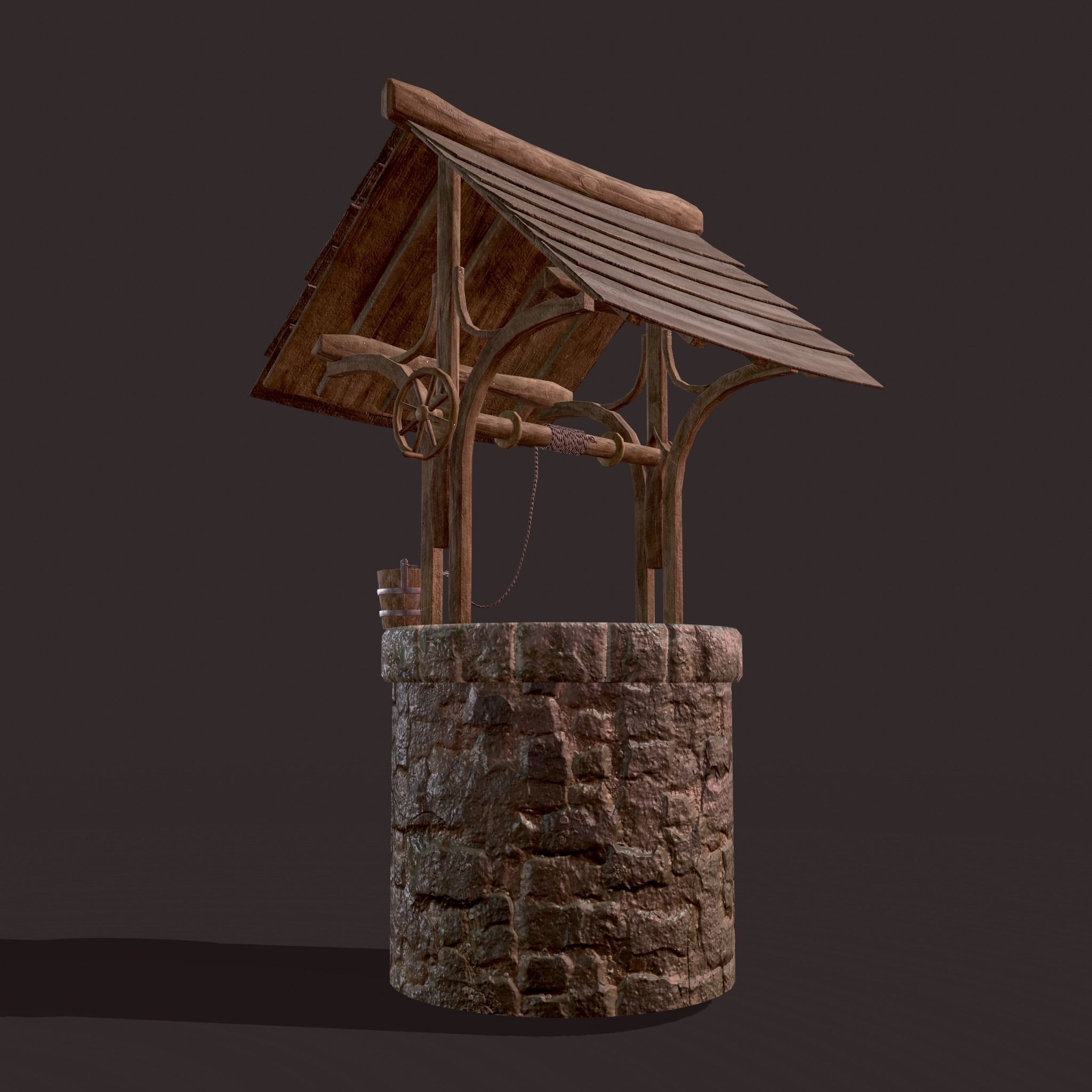 Medieval Style Well  Free low-poly 3D model_10