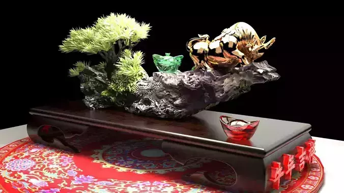 chinese gold ingot and bull 