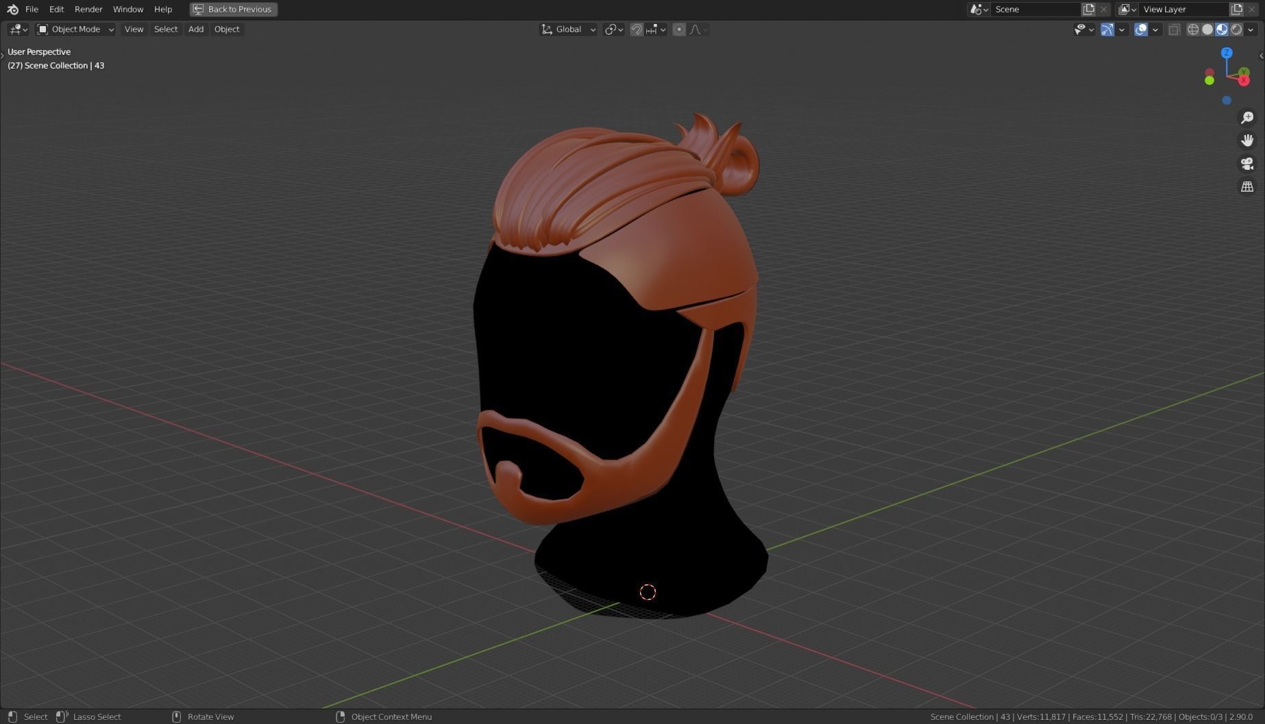 Base Stylized Haircuts 41-45 Low-poly 3D model_12