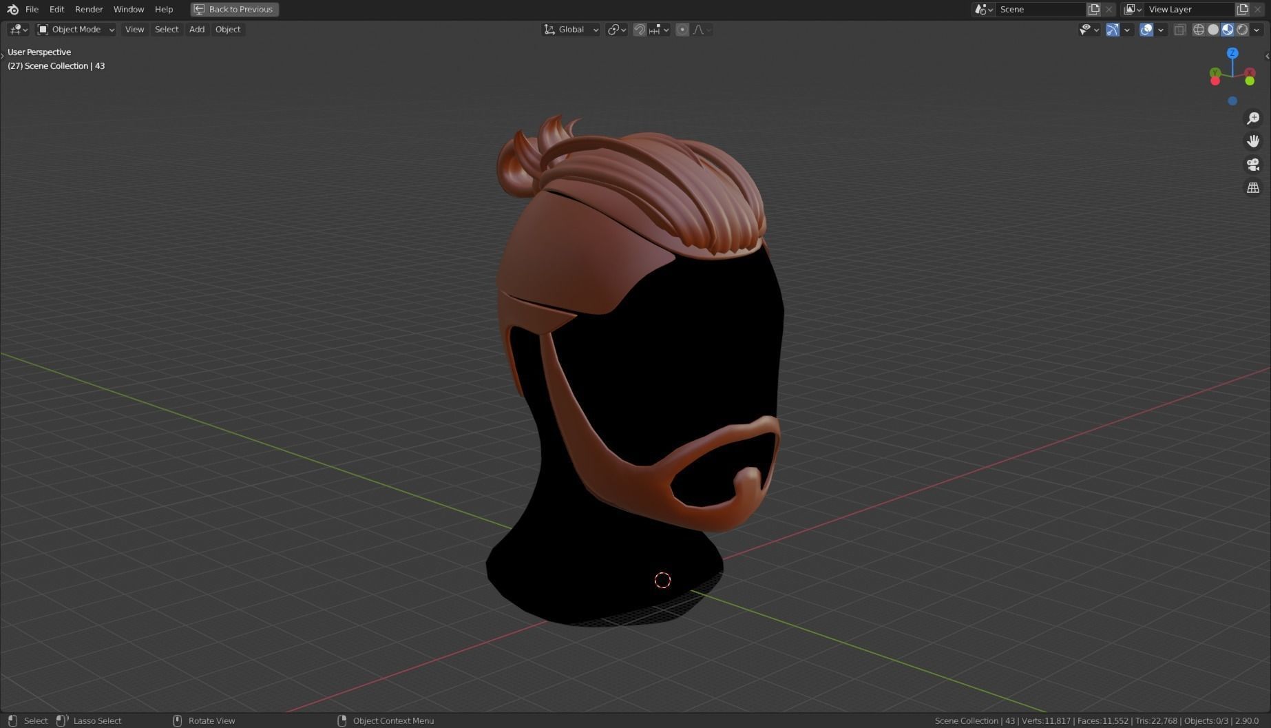 Base Stylized Haircuts 41-45 Low-poly 3D model_23