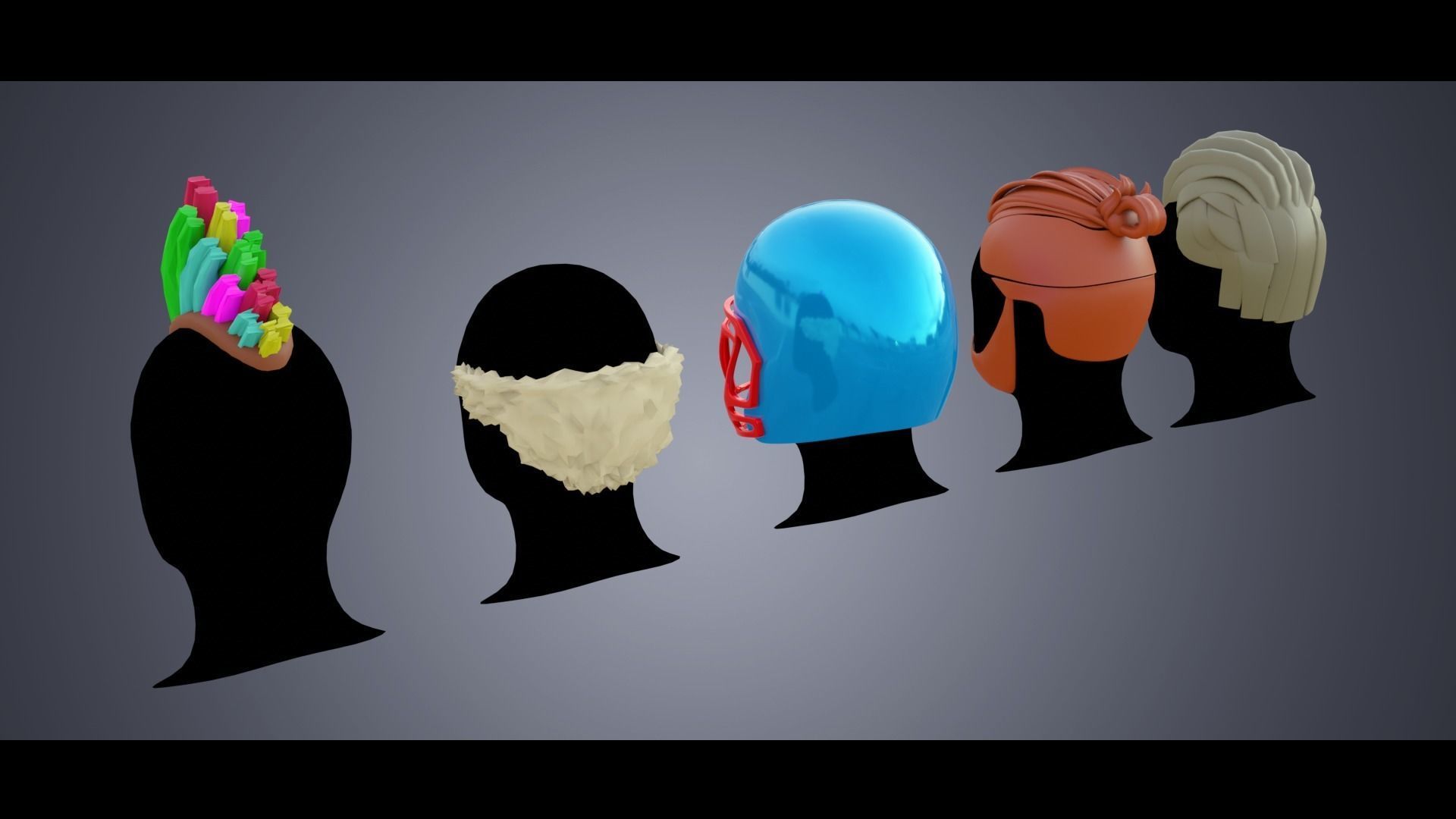Base Stylized Haircuts 41-45 Low-poly 3D model_5