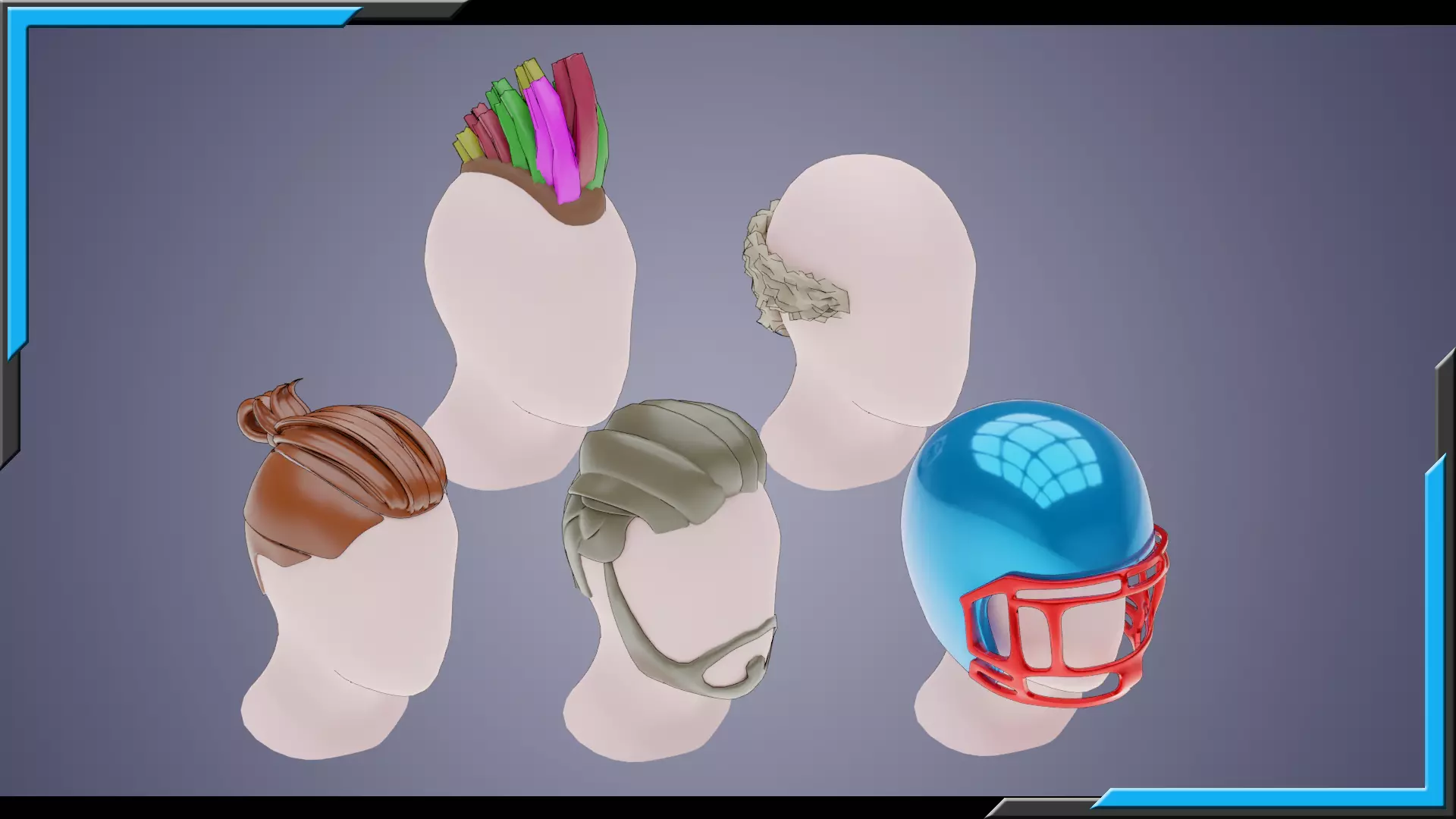 Base Stylized Haircuts 41-45 Low-poly 3D model_0