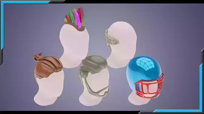 Base Stylized Haircuts 41-45 Low-poly 3D model