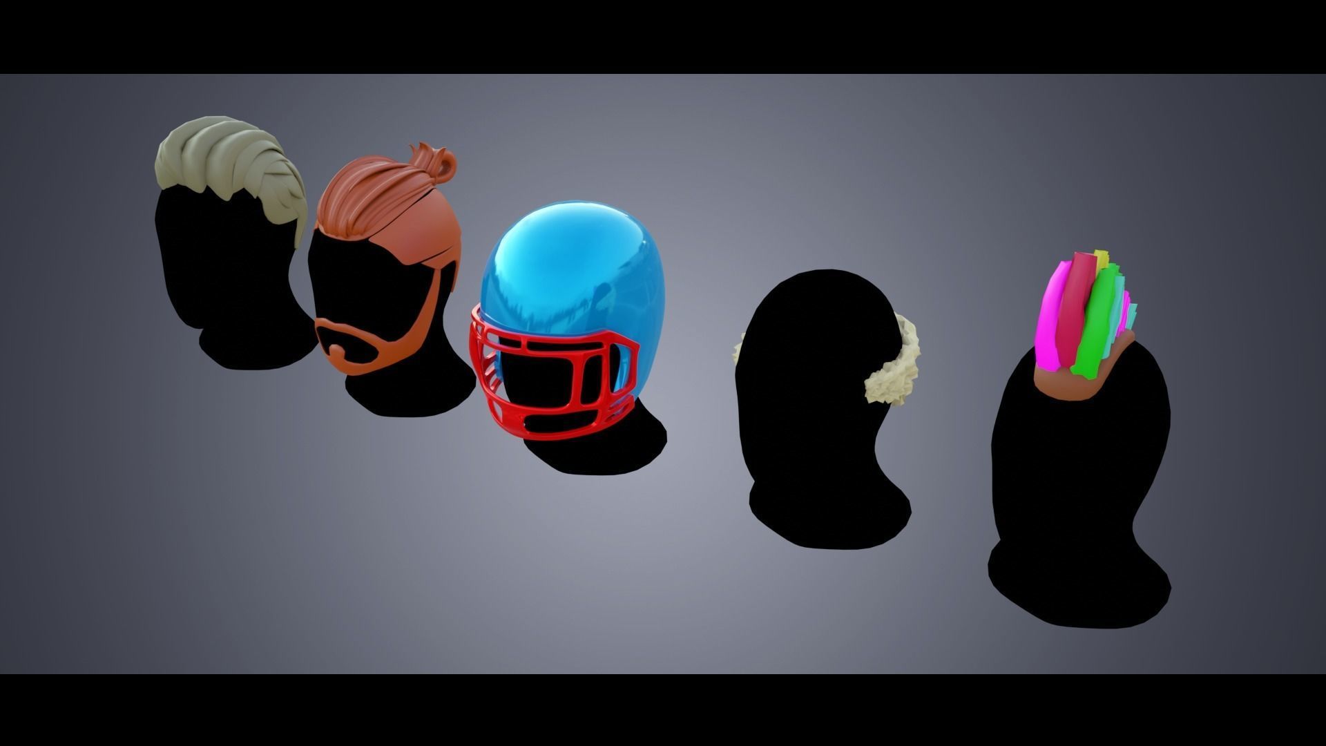 Base Stylized Haircuts 41-45 Low-poly 3D model_1