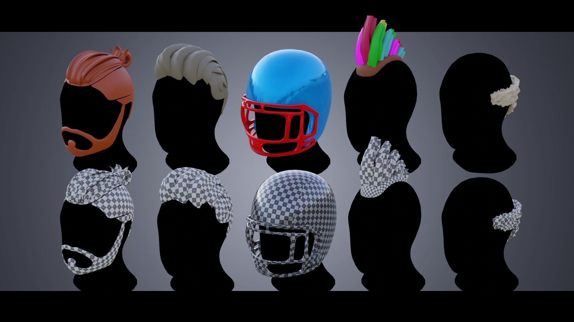 Base Stylized Haircuts 41-45 Low-poly 3D model_3