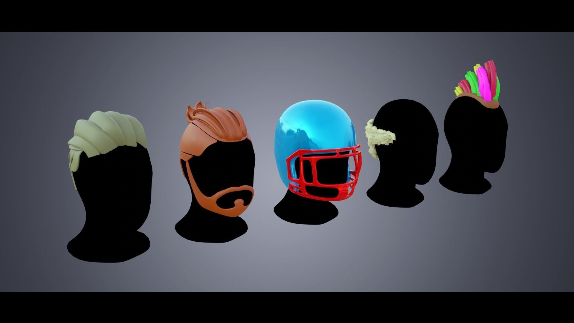 Base Stylized Haircuts 41-45 Low-poly 3D model_6