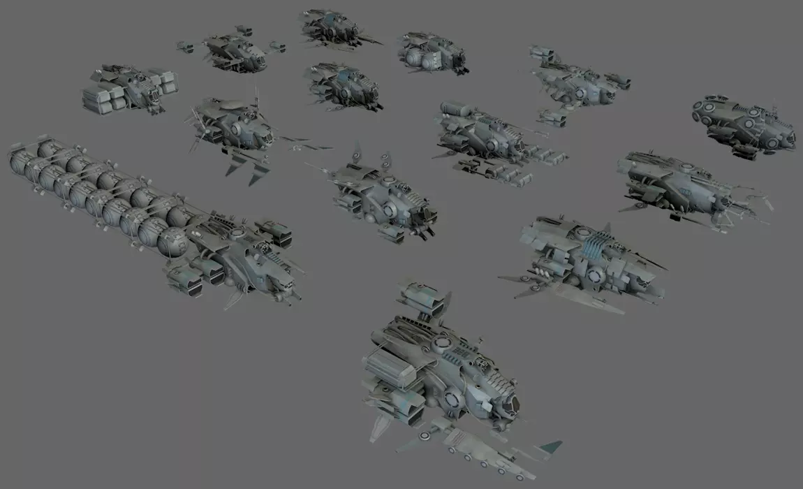 14 Spaceships Collection Low-poly 3D model_0