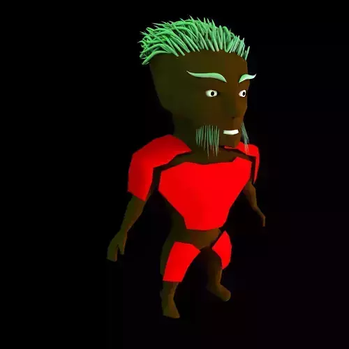Low poly warrior man with hair and outfit