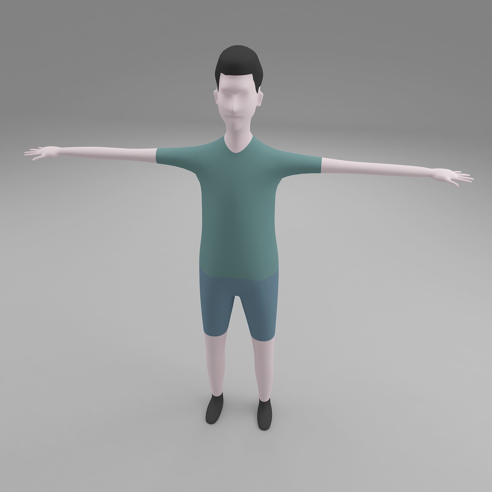 man base mesh Low-poly 3D model_7