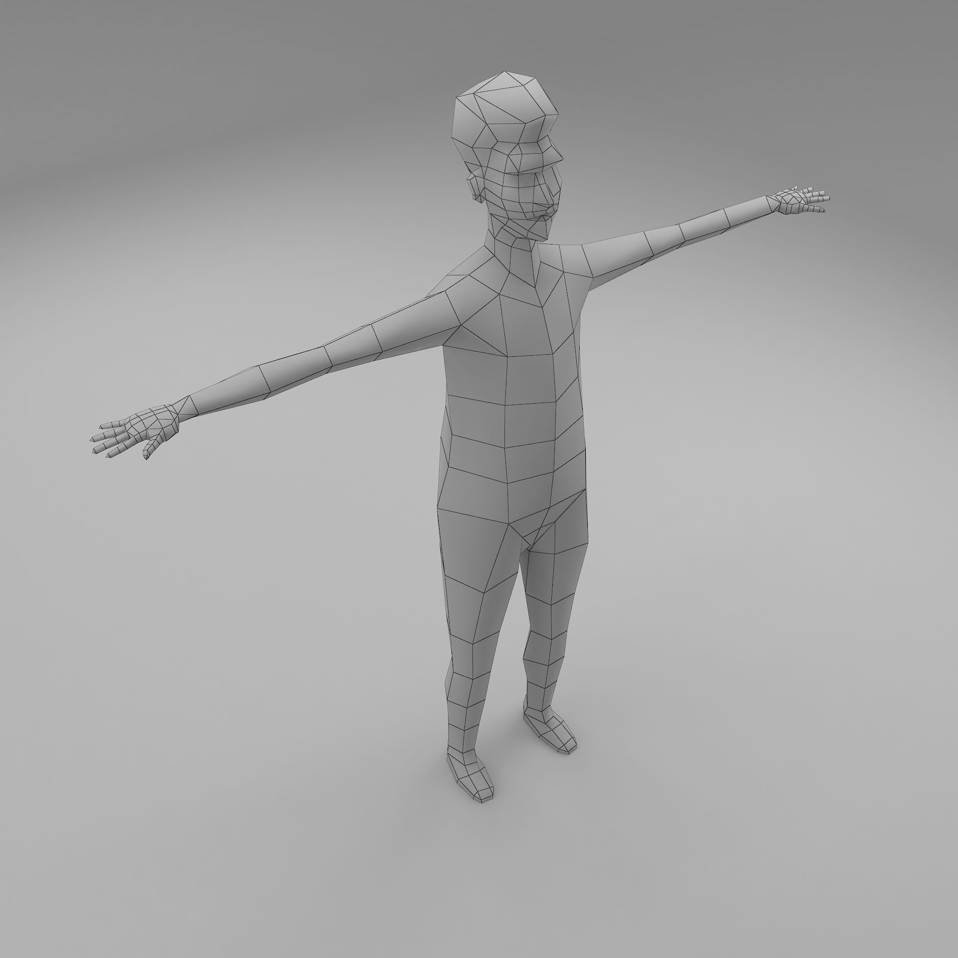 man base mesh Low-poly 3D model_4