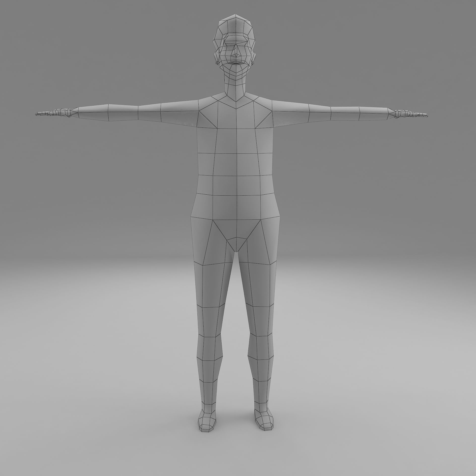 man base mesh Low-poly 3D model_2